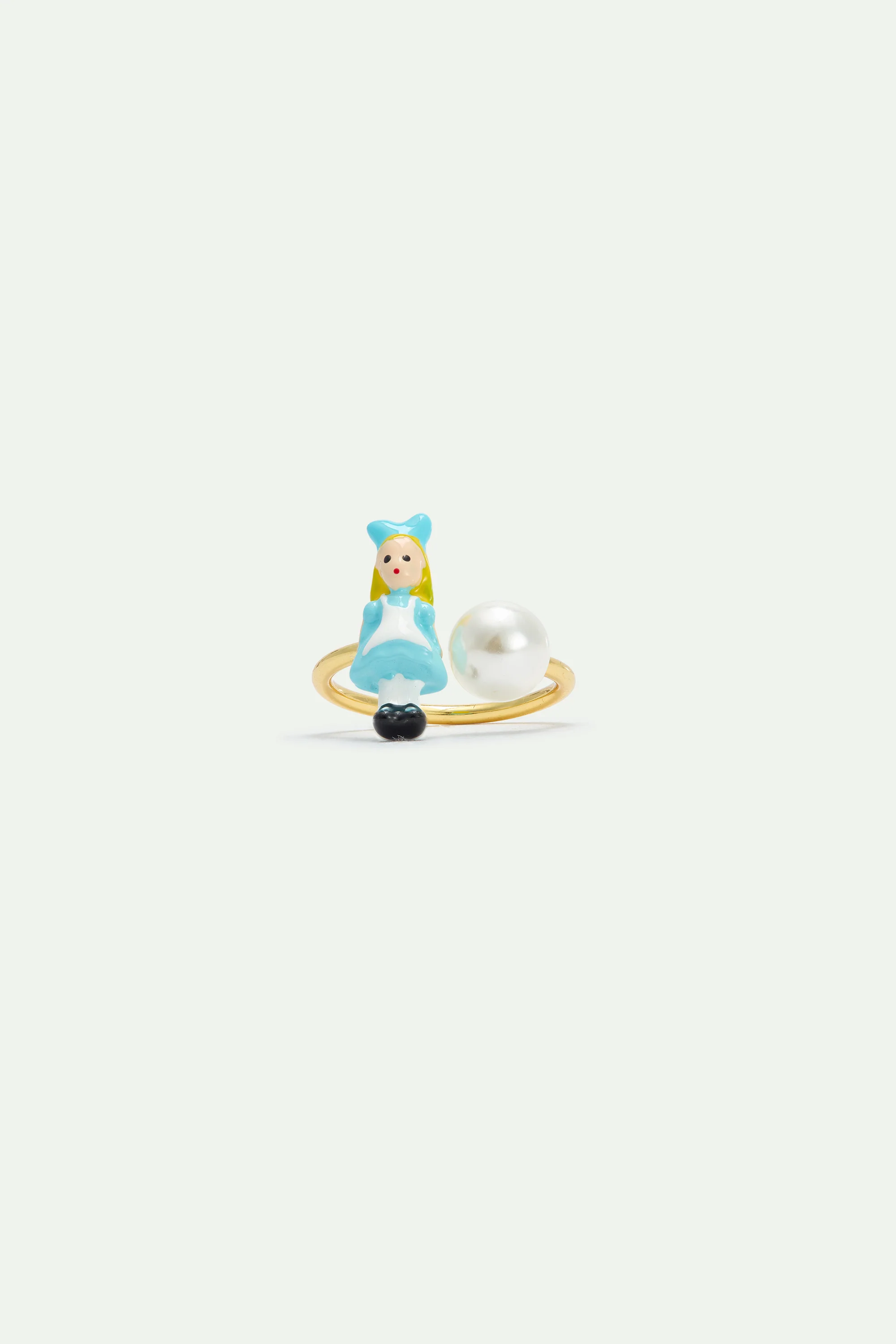 Bague ajustable Alice au pays des Merveilles et perle fantaisie - Image 3