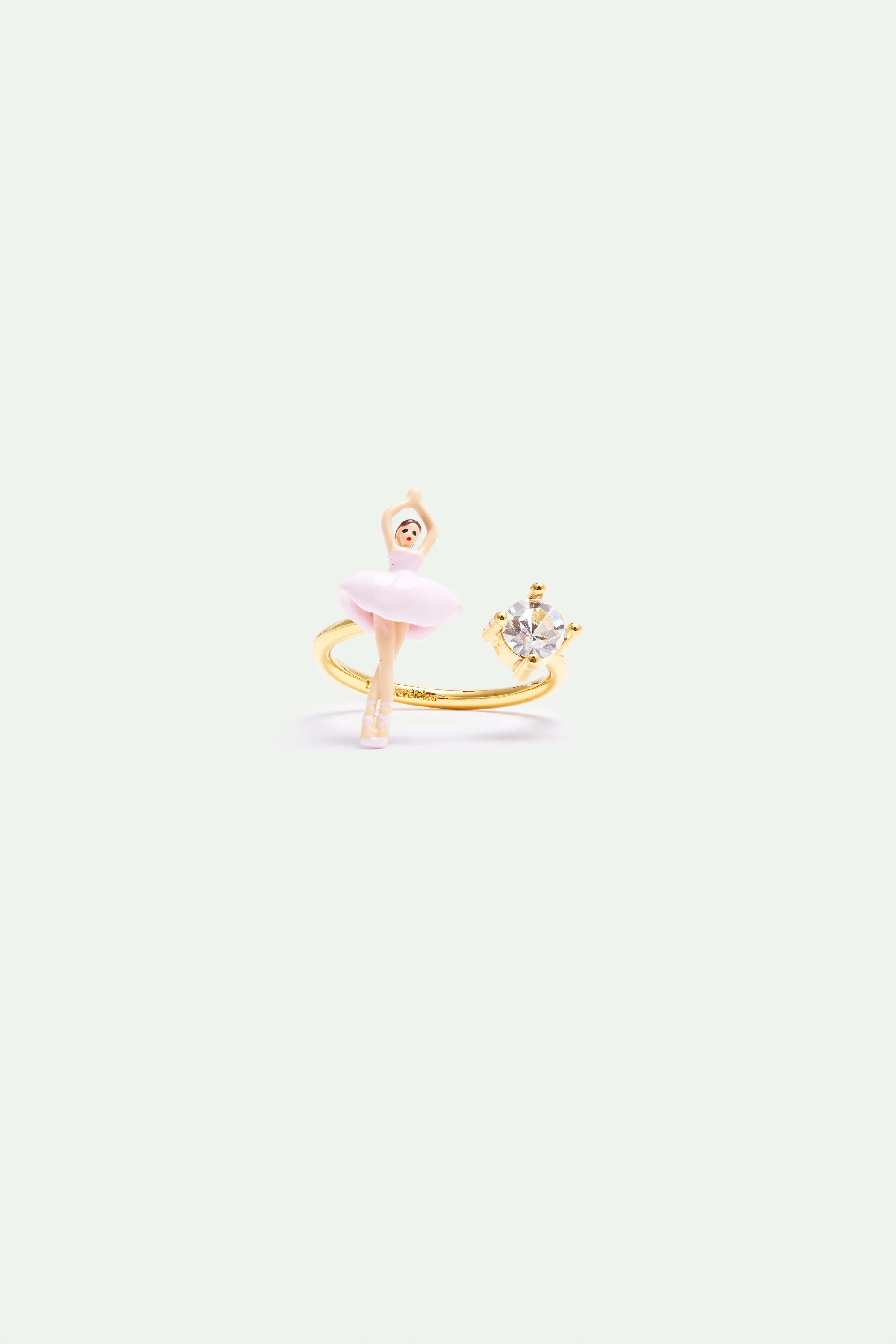 Bague ajustable Ballerine rose et cristal - Image 2