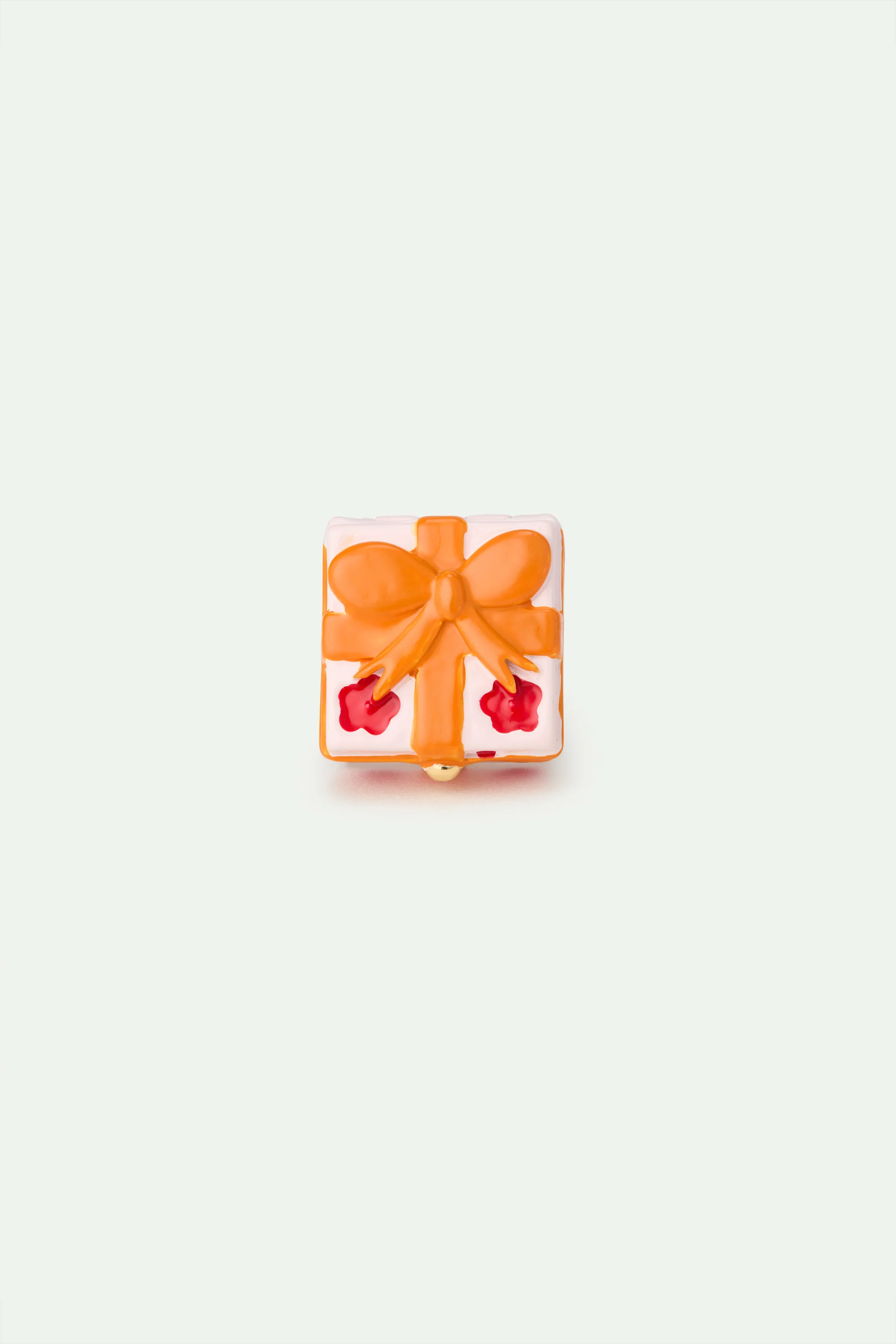 Bague ajustable cadeau rose, fleur rouge et nœud orange - Image 4