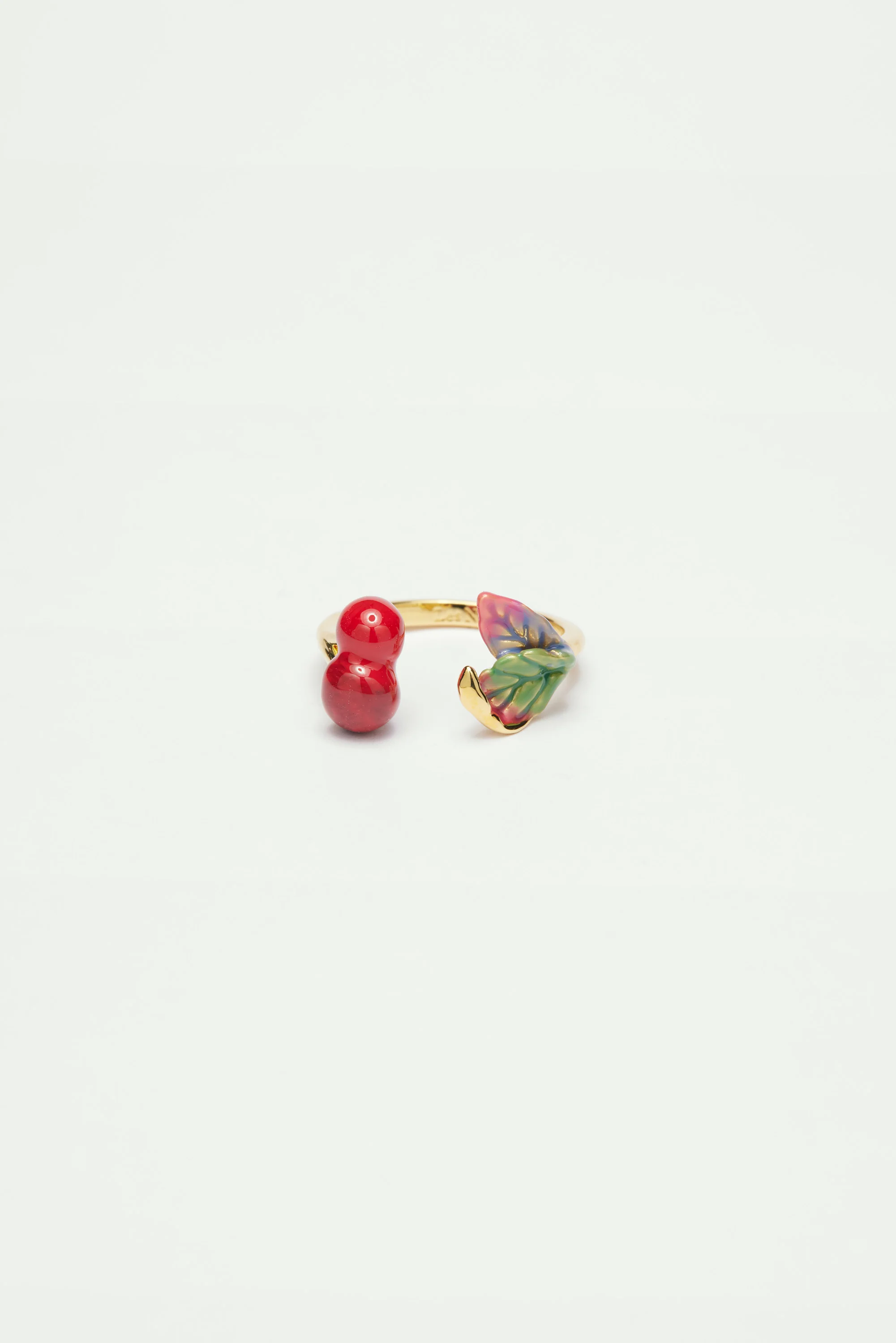 Bague ajustable cerises et feuilles - Image 3