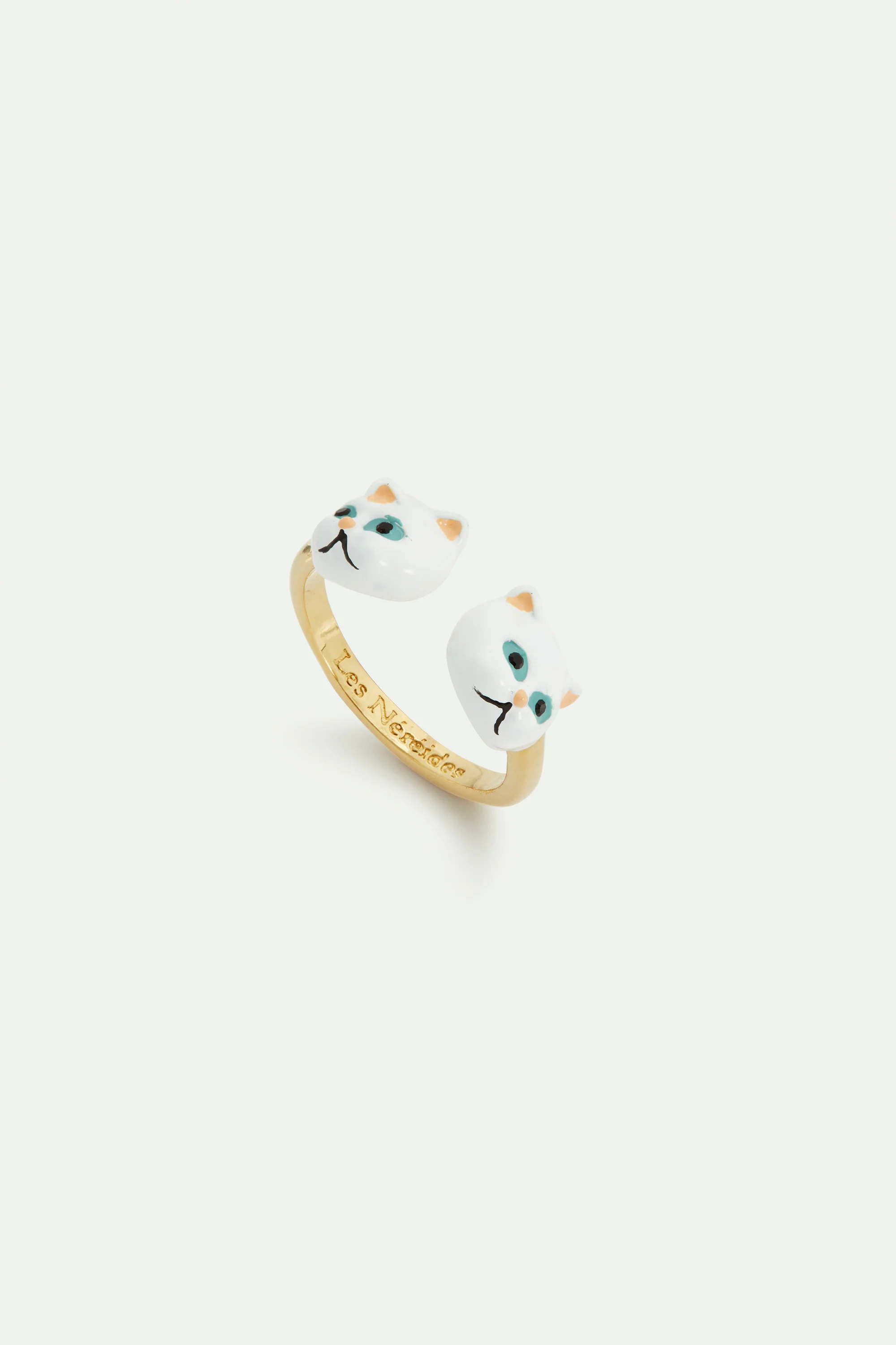 Bague ajustable chats blancs