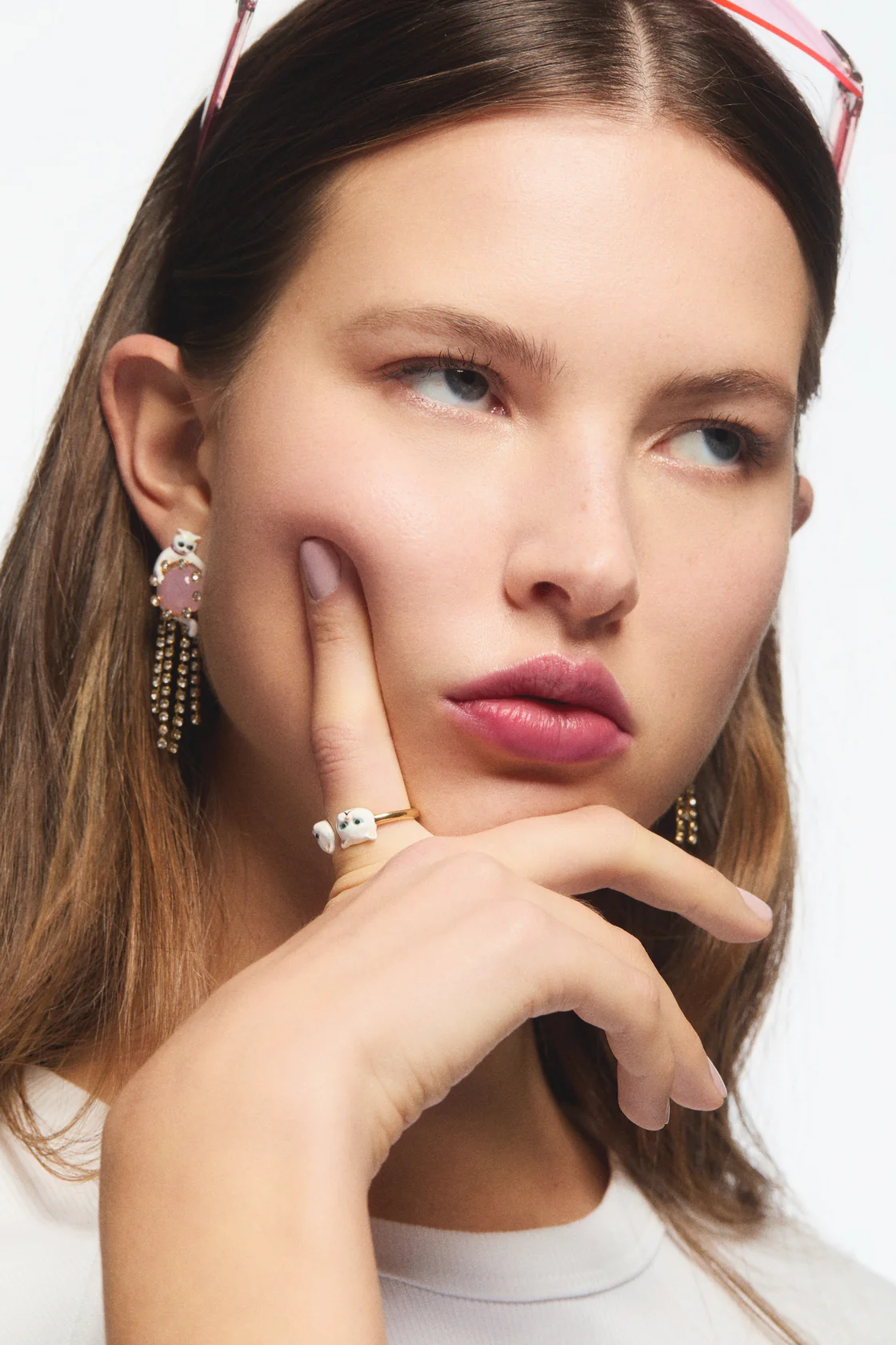 Bague ajustable chats blancs - Image 2