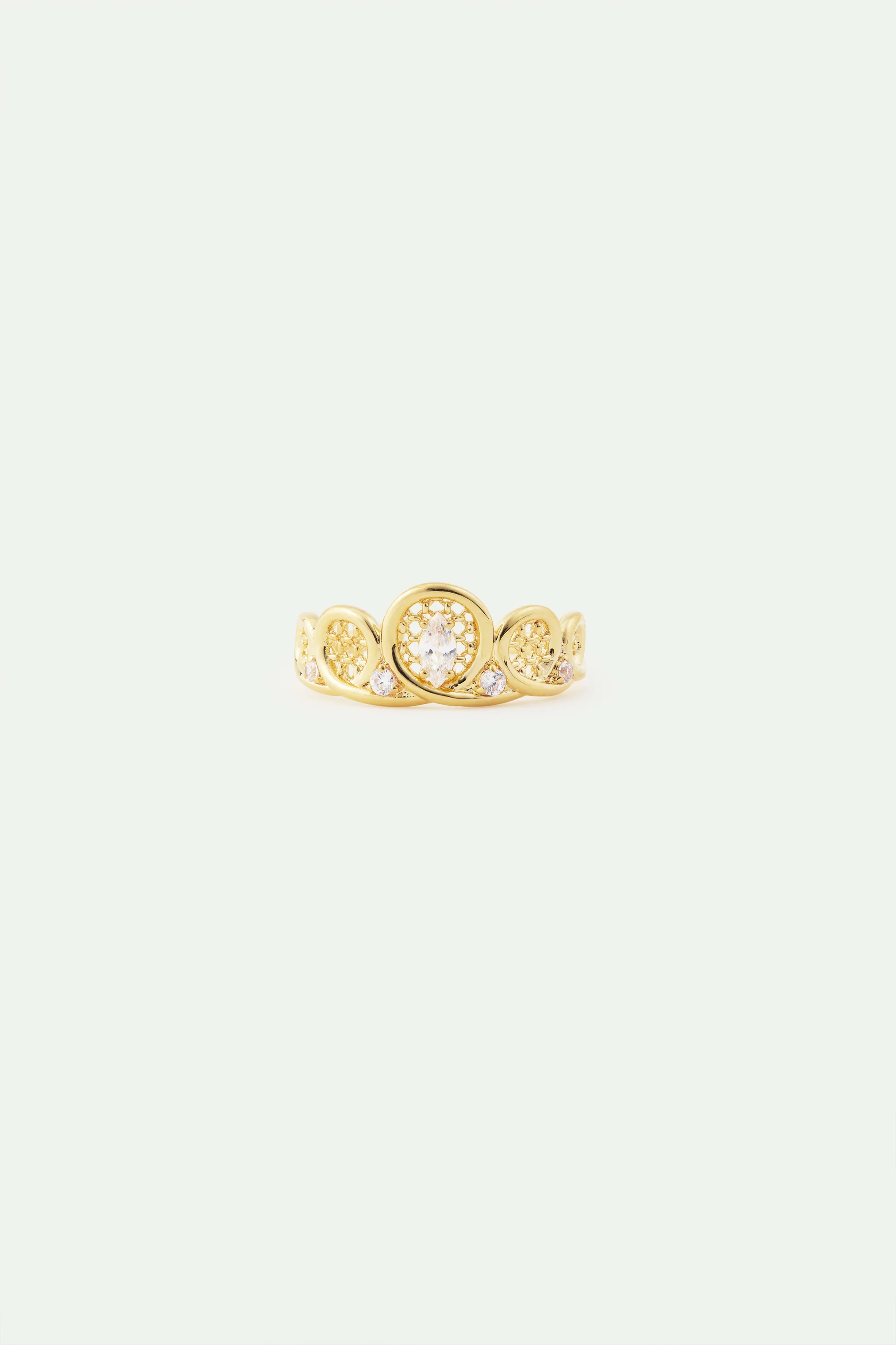 Bague ajustable Diadème doré en filigrane et cristaux - Image 3