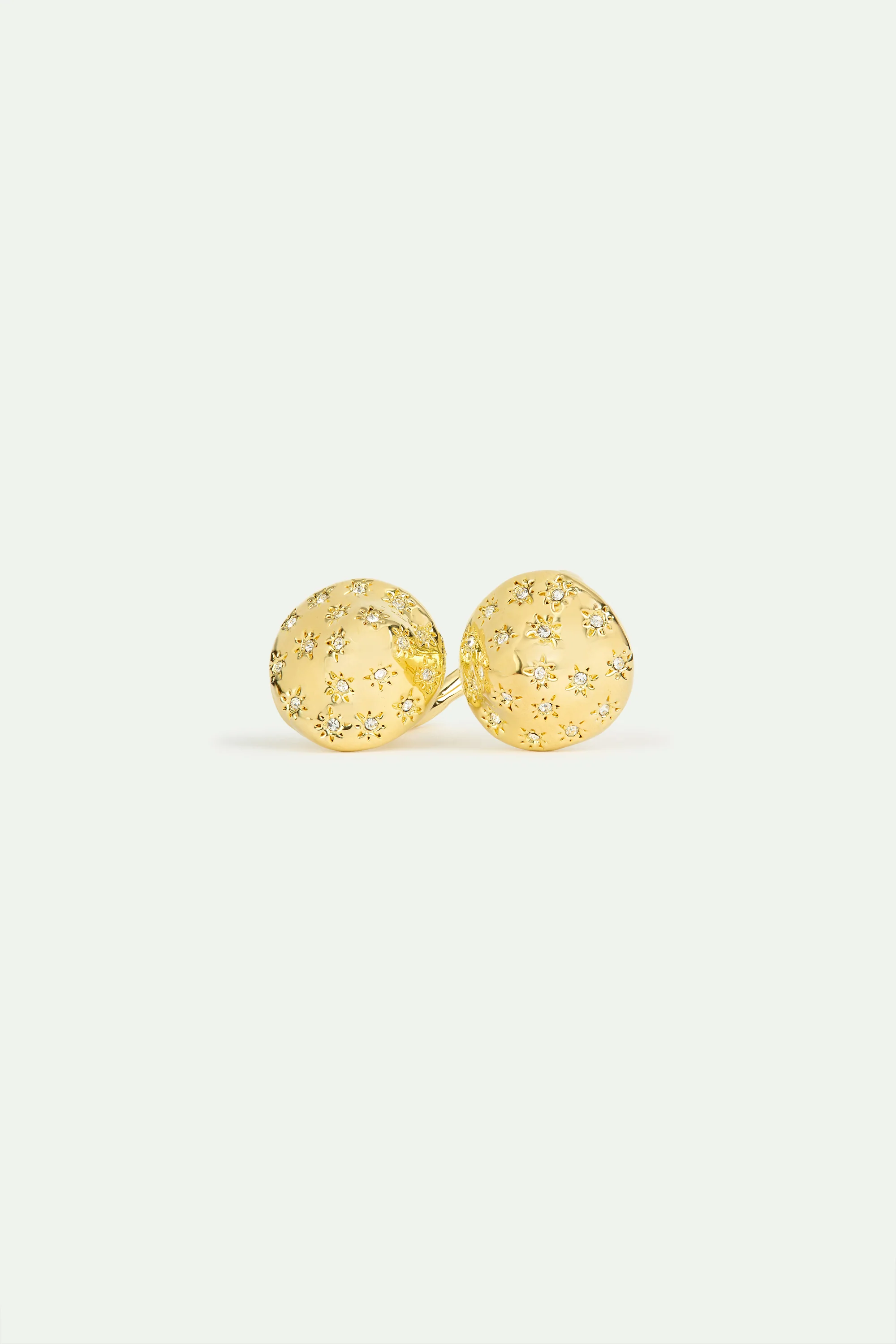 Bague ajustable dorée champignons et cristaux facettés - Image 3