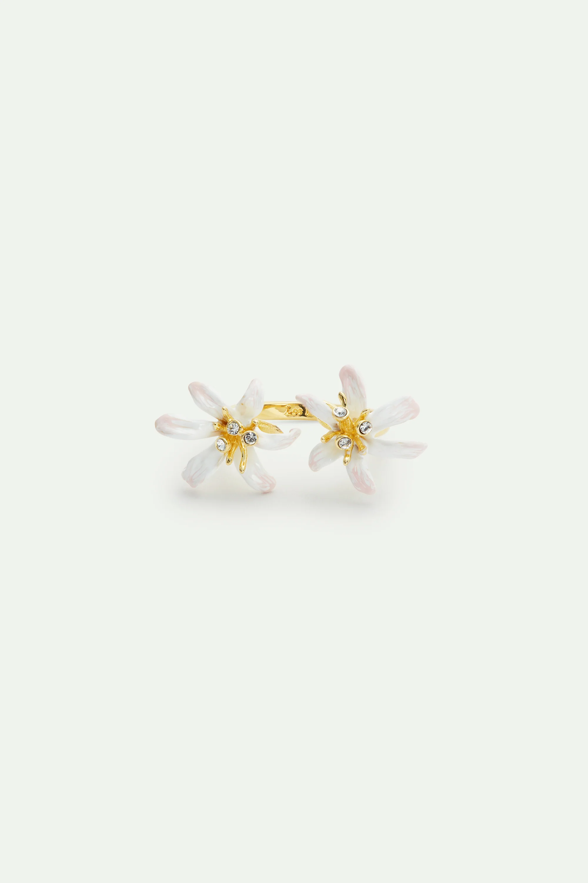 Bague ajustable dorée Fleur de Lys blanche - Image 2