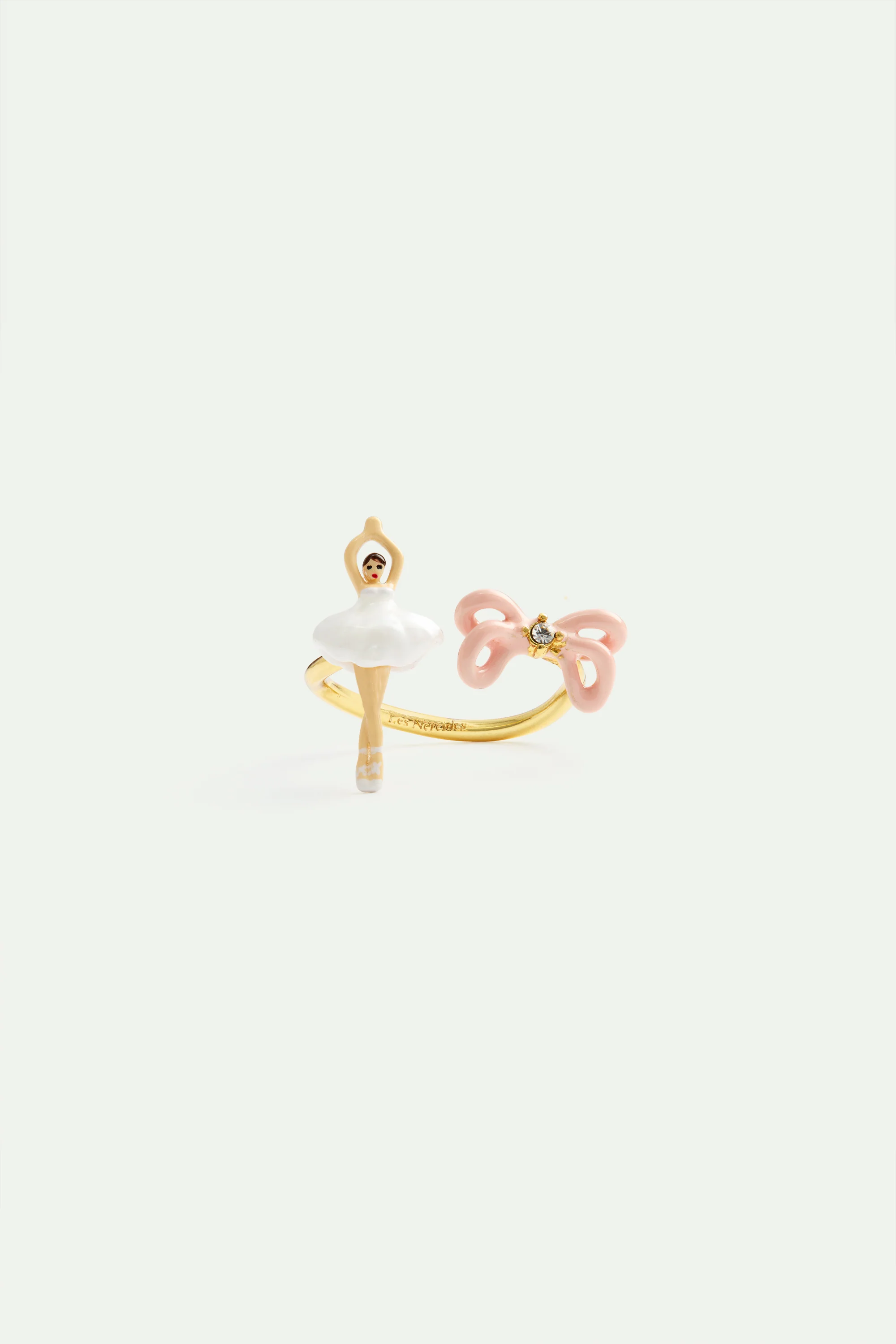 Bague ajustable mini Ballerine et nœud rose - Image 3