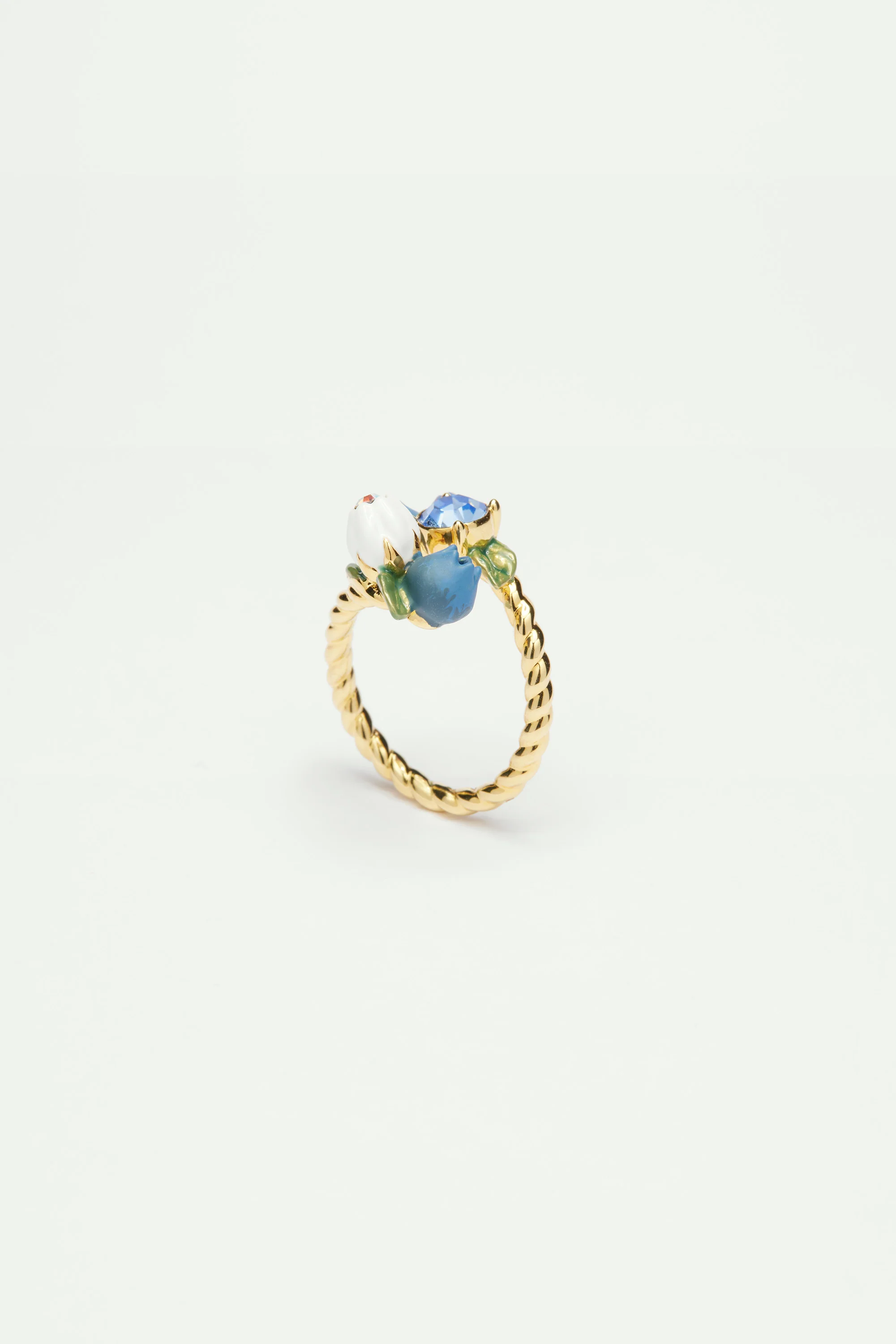 Bague ajustable myrtilles et pierre ronde