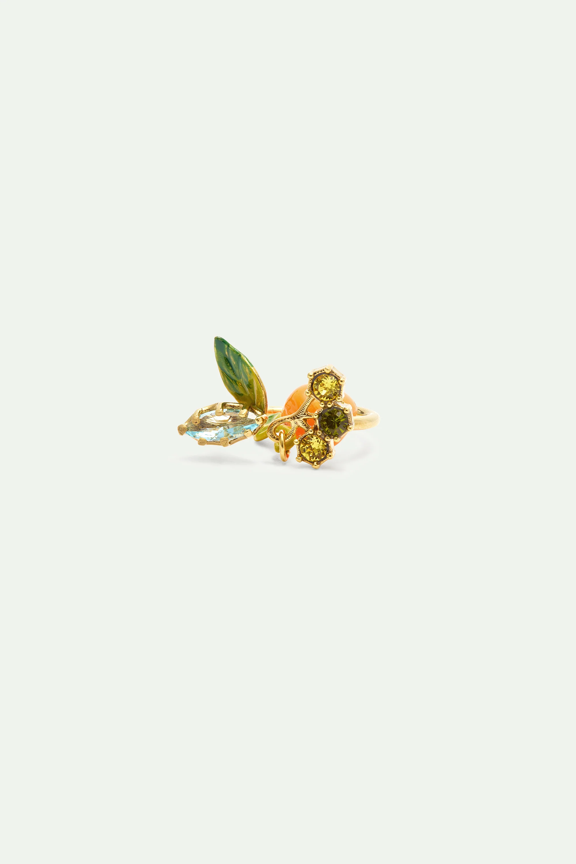 Bague ajustable orange et pierres bleues et vertes - Image 2