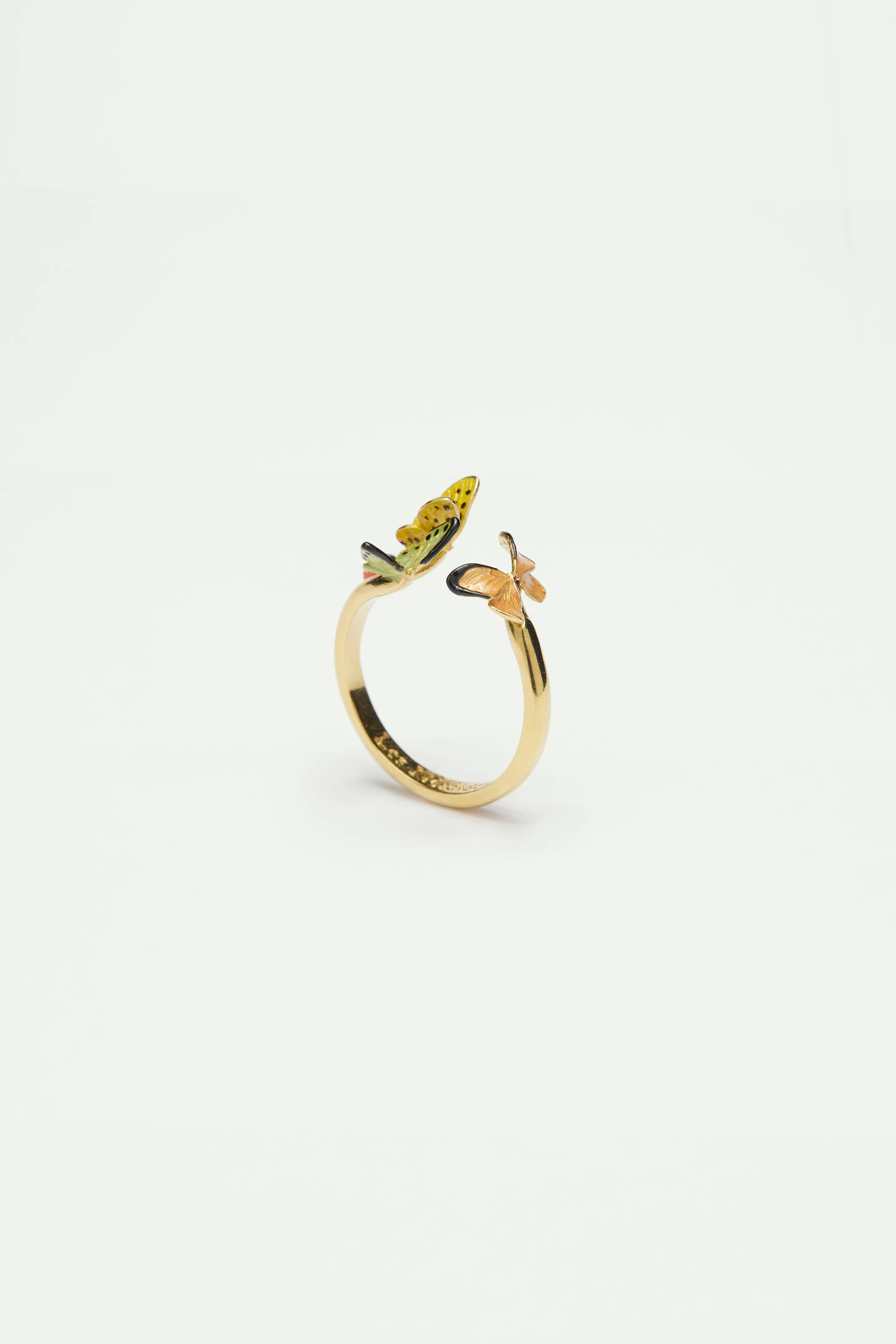Bague ajustable papillons colorés et cocinelle
