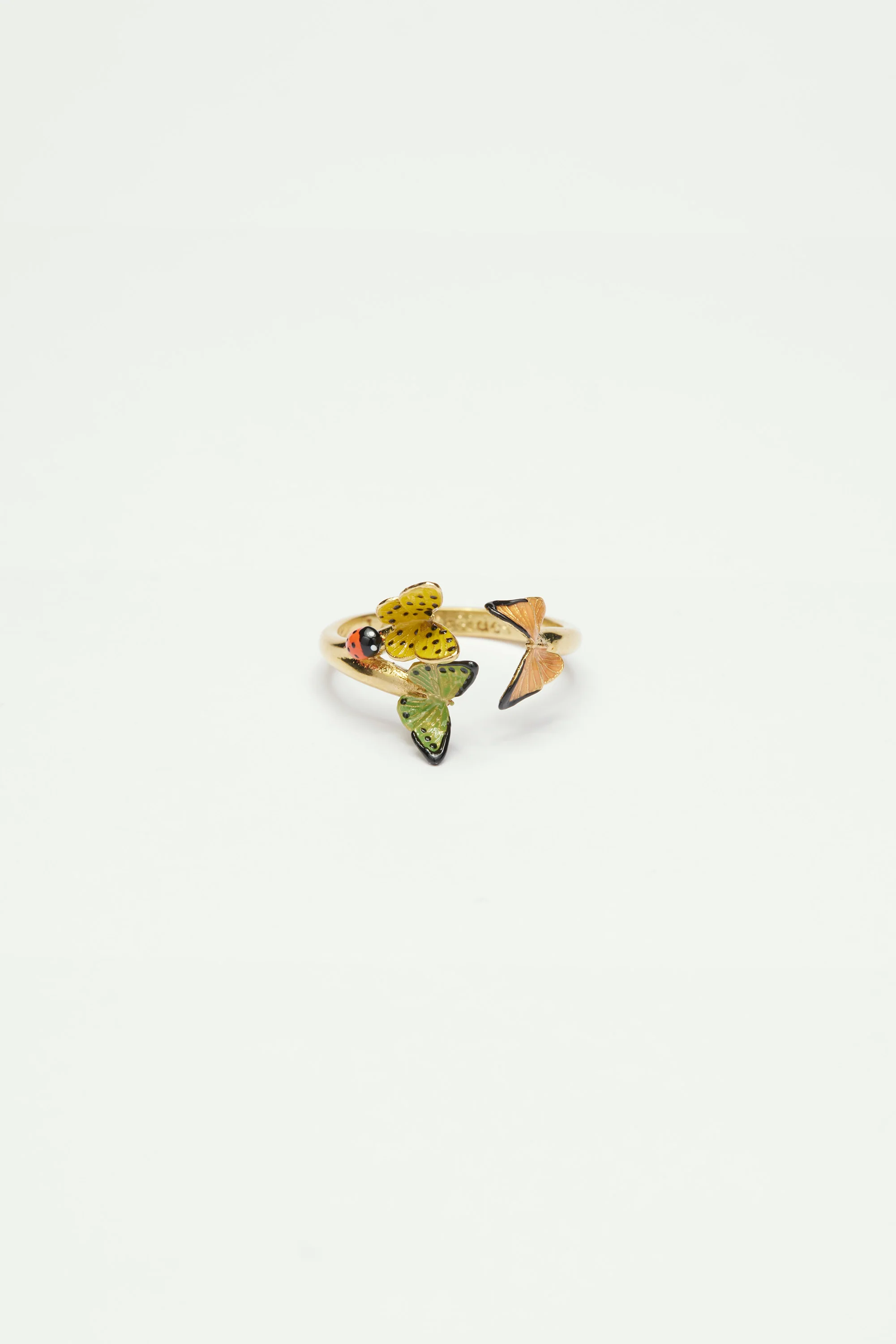 Bague ajustable papillons colorés et cocinelle - Image 3