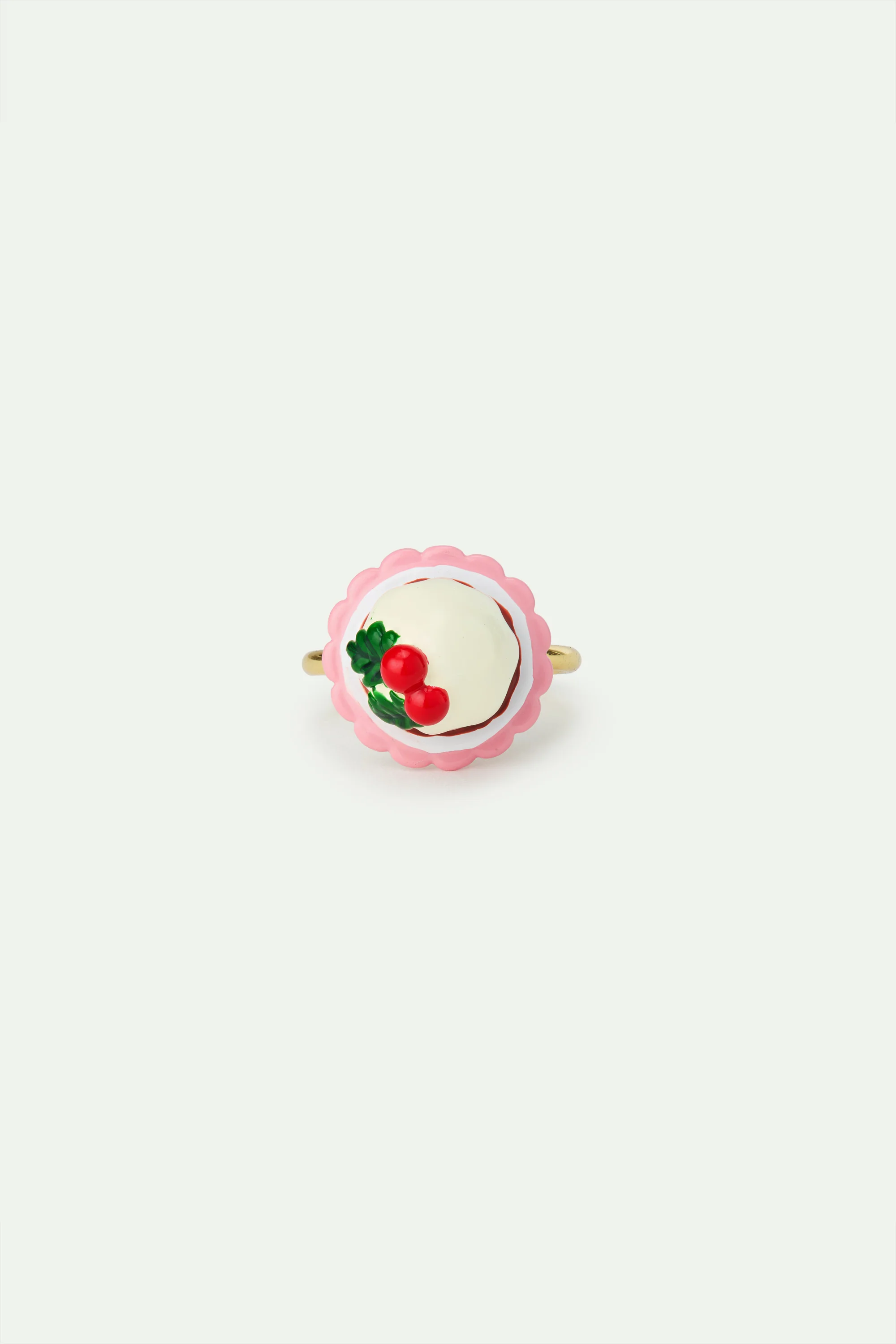 Bague ajustable pudding et perle de cristal facetté rouge - Image 3
