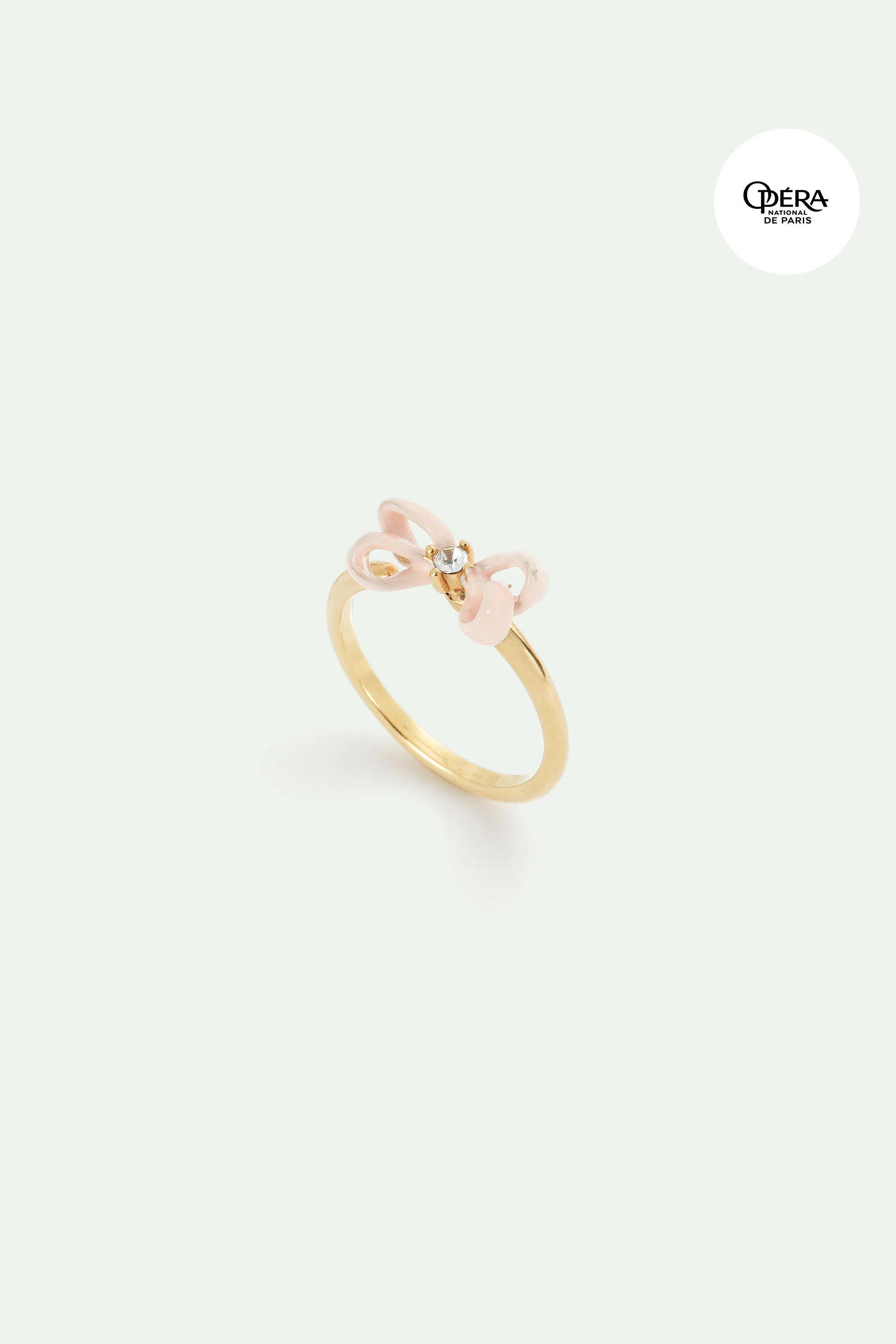 Bague ajustable ruban rose et cristal