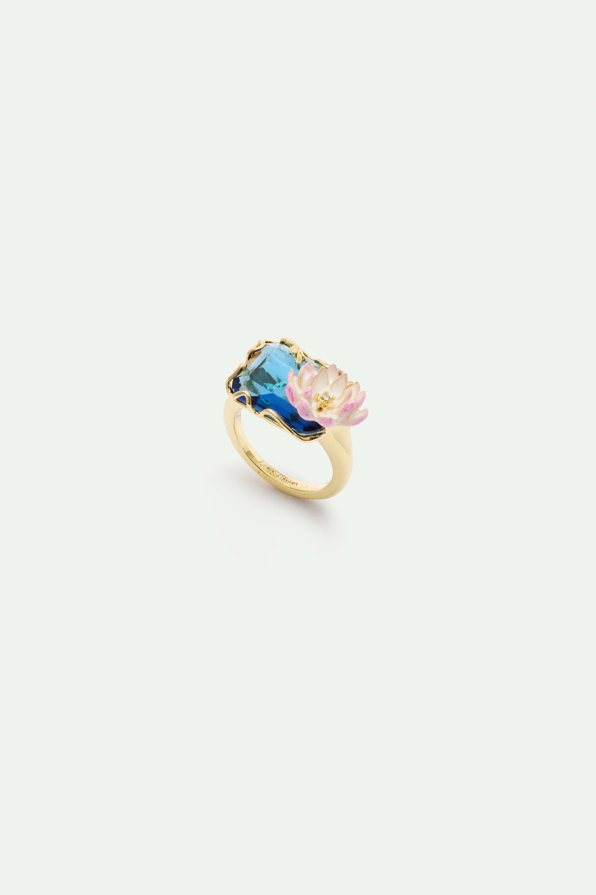 Bague bassin aux nymphéas bleue et rose