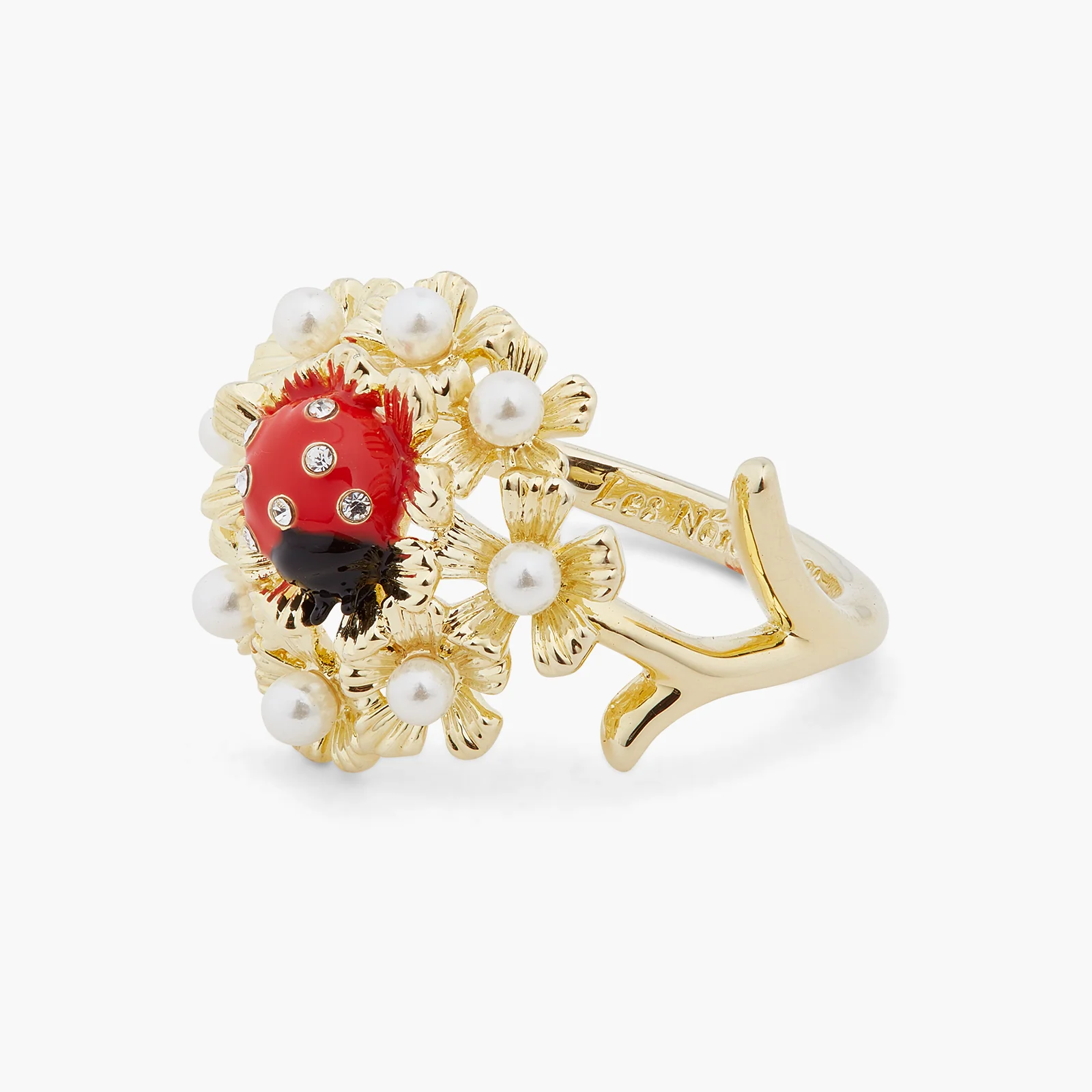 Bague cocktail coccinelle et anémones des bois - Image 2