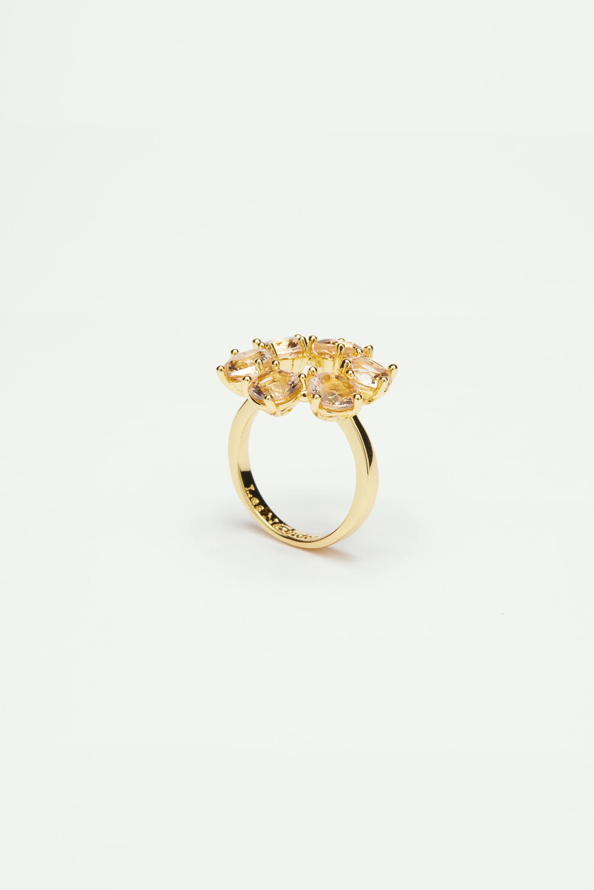 Bague fine 6 pierres la diamantine rose abricot