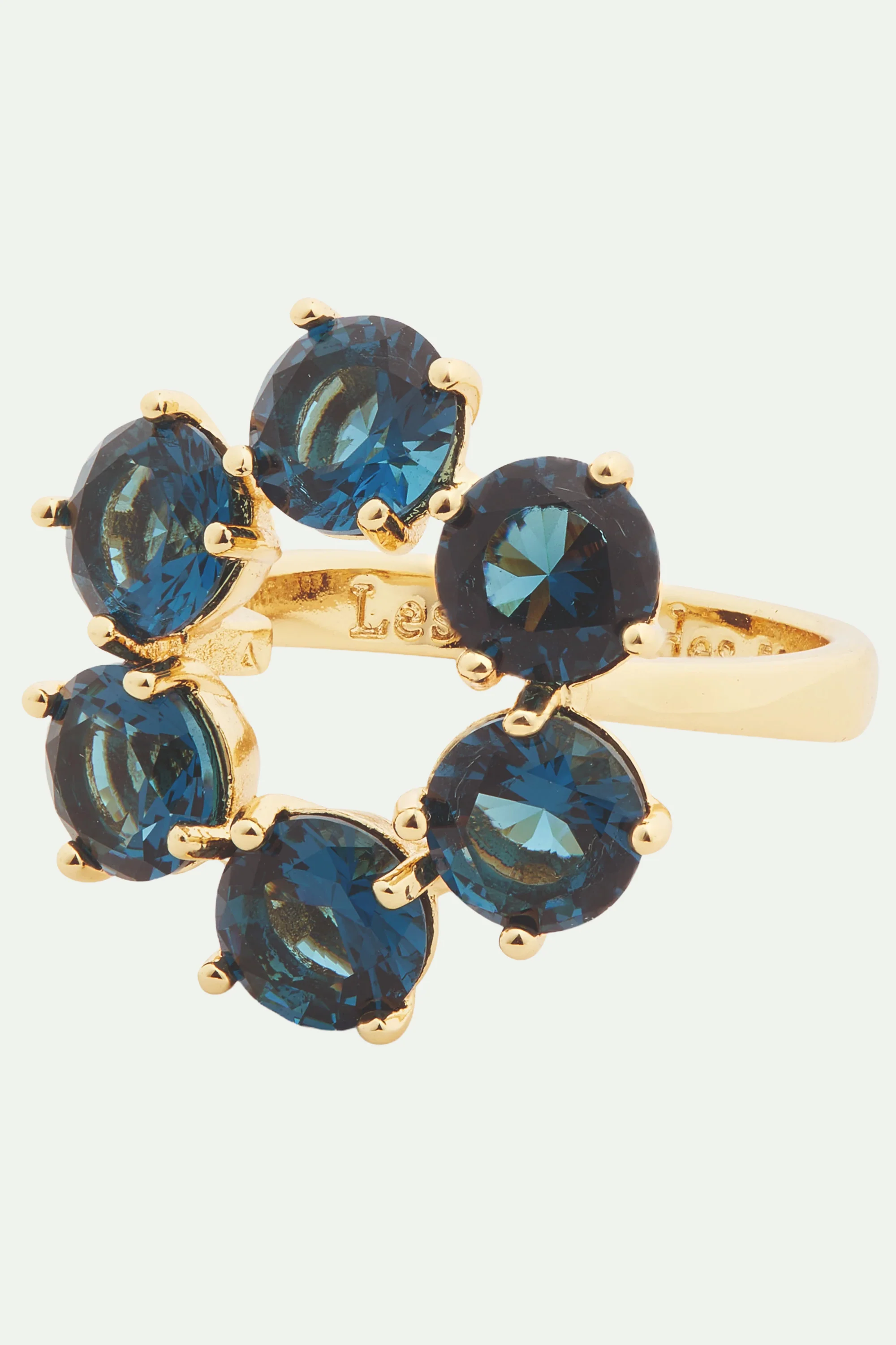 Bague fine 6 pierres rondes La Diamantine Bleu Océan - Image 2
