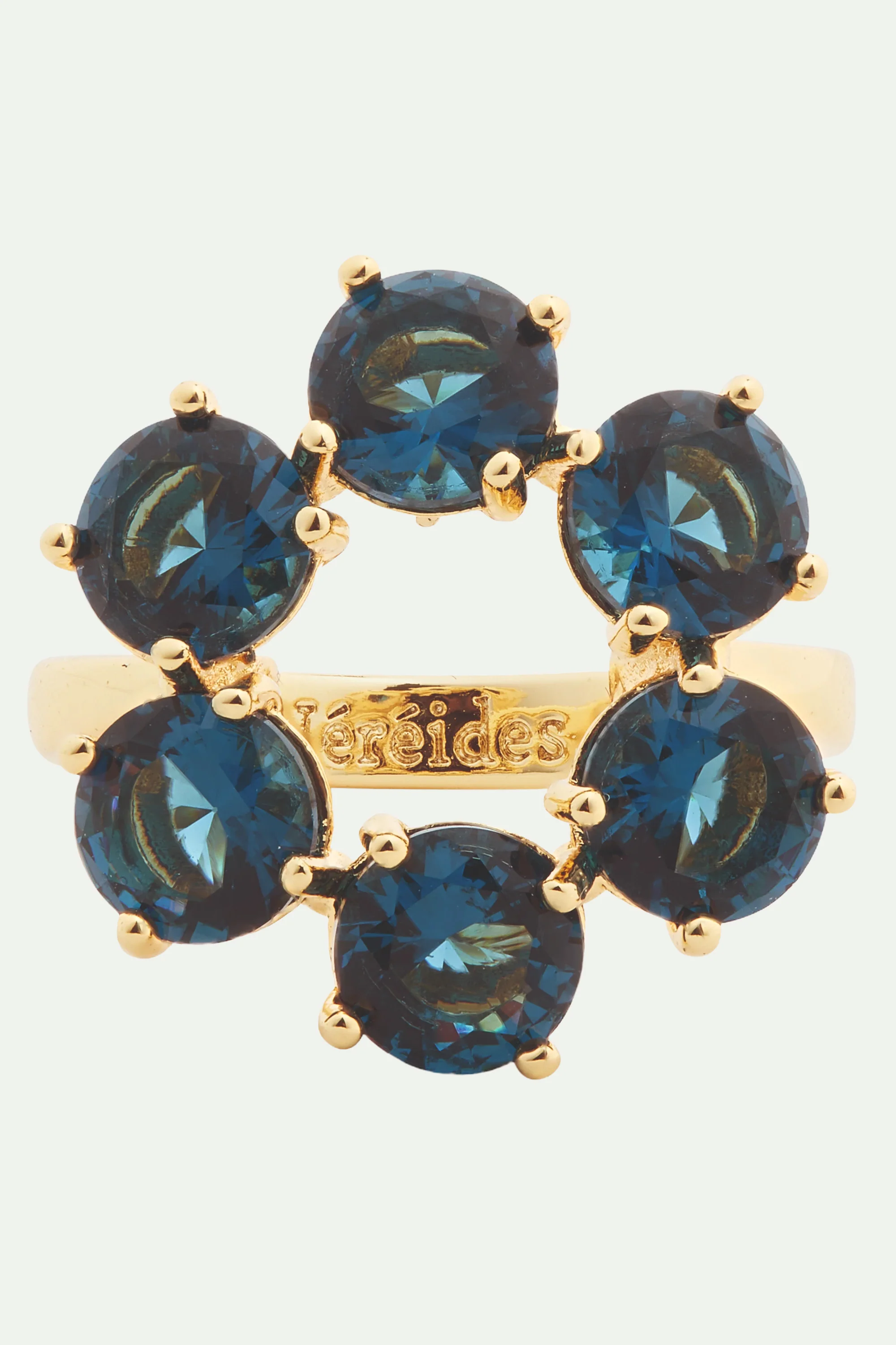 Bague fine 6 pierres rondes La Diamantine Bleu Océan - Image 3