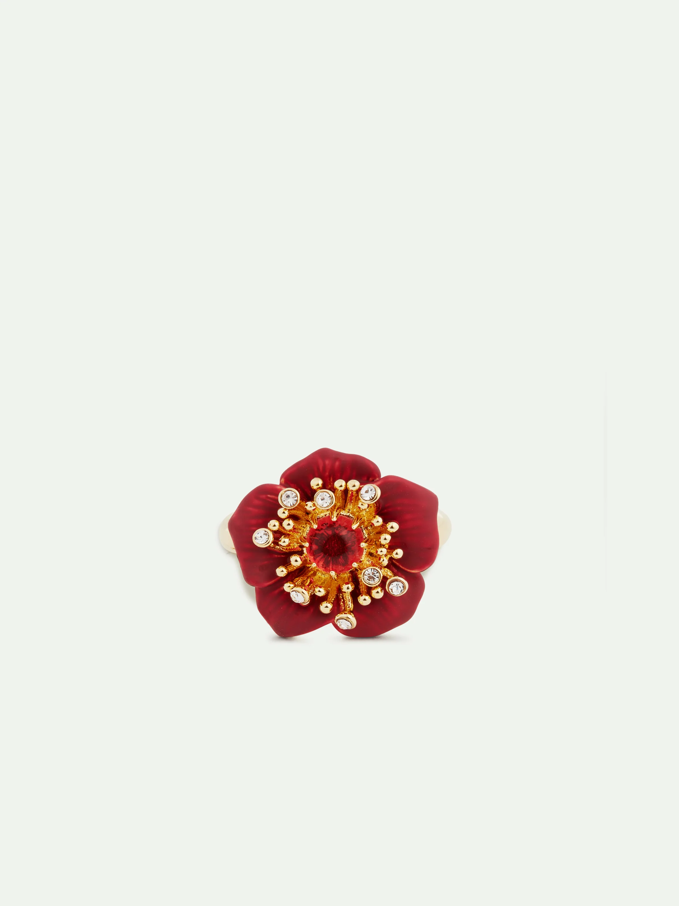 Bague fine fleur d'hellébore rouge - Image 3