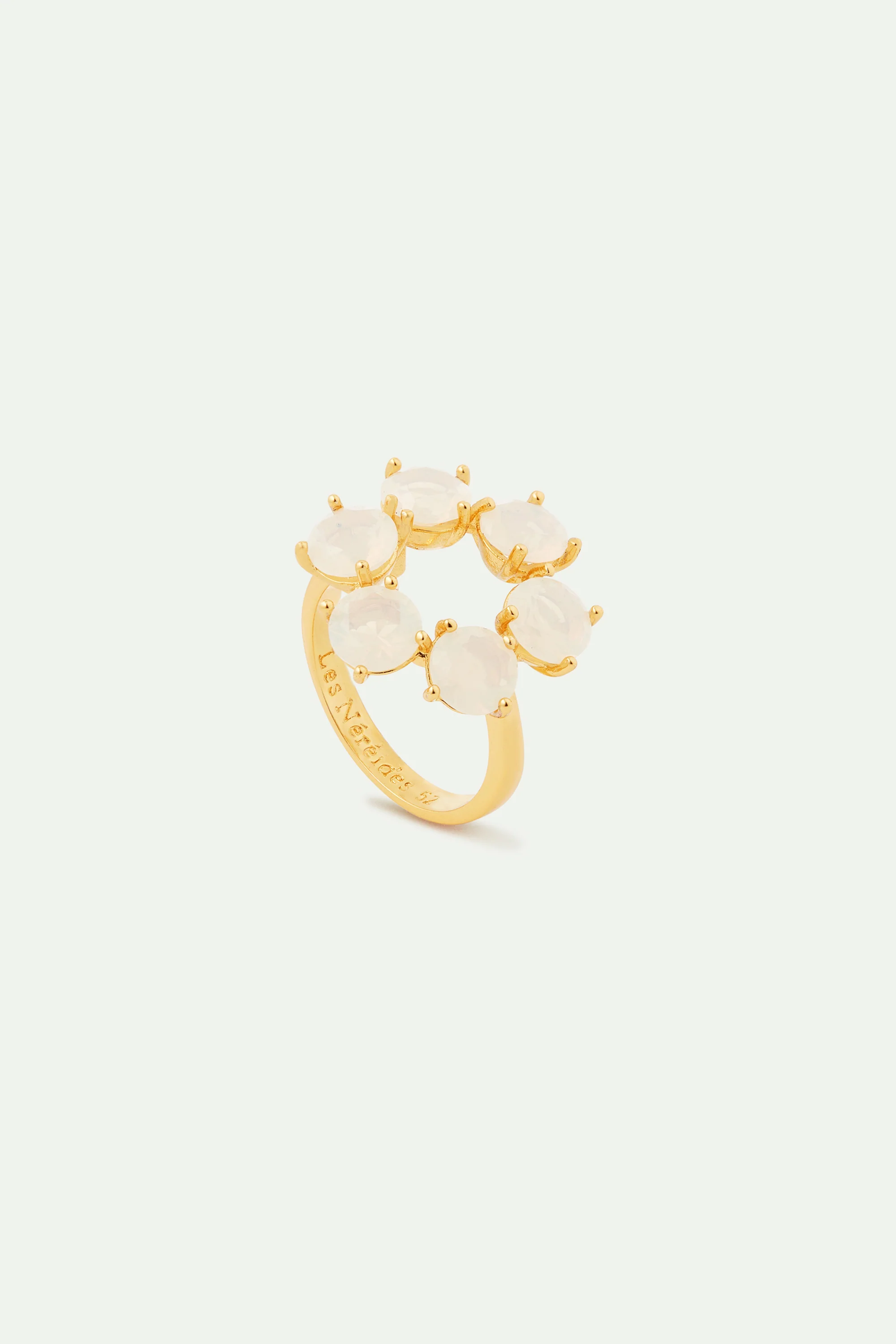 Bague fine six pierres rondes La Diamantine blanc opalescent - Image 3