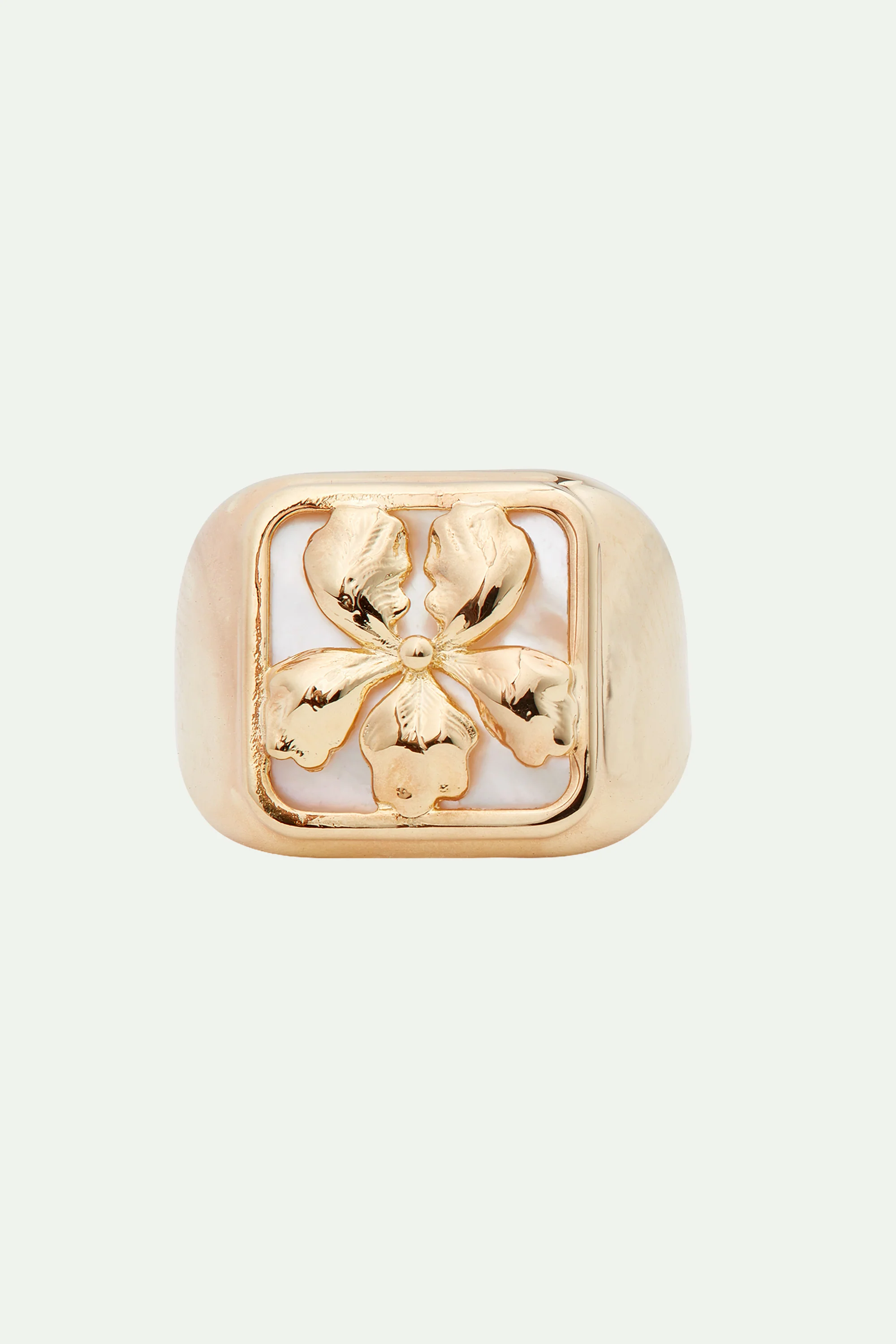 Bague iris doré sur plaque de nacre - Image 3