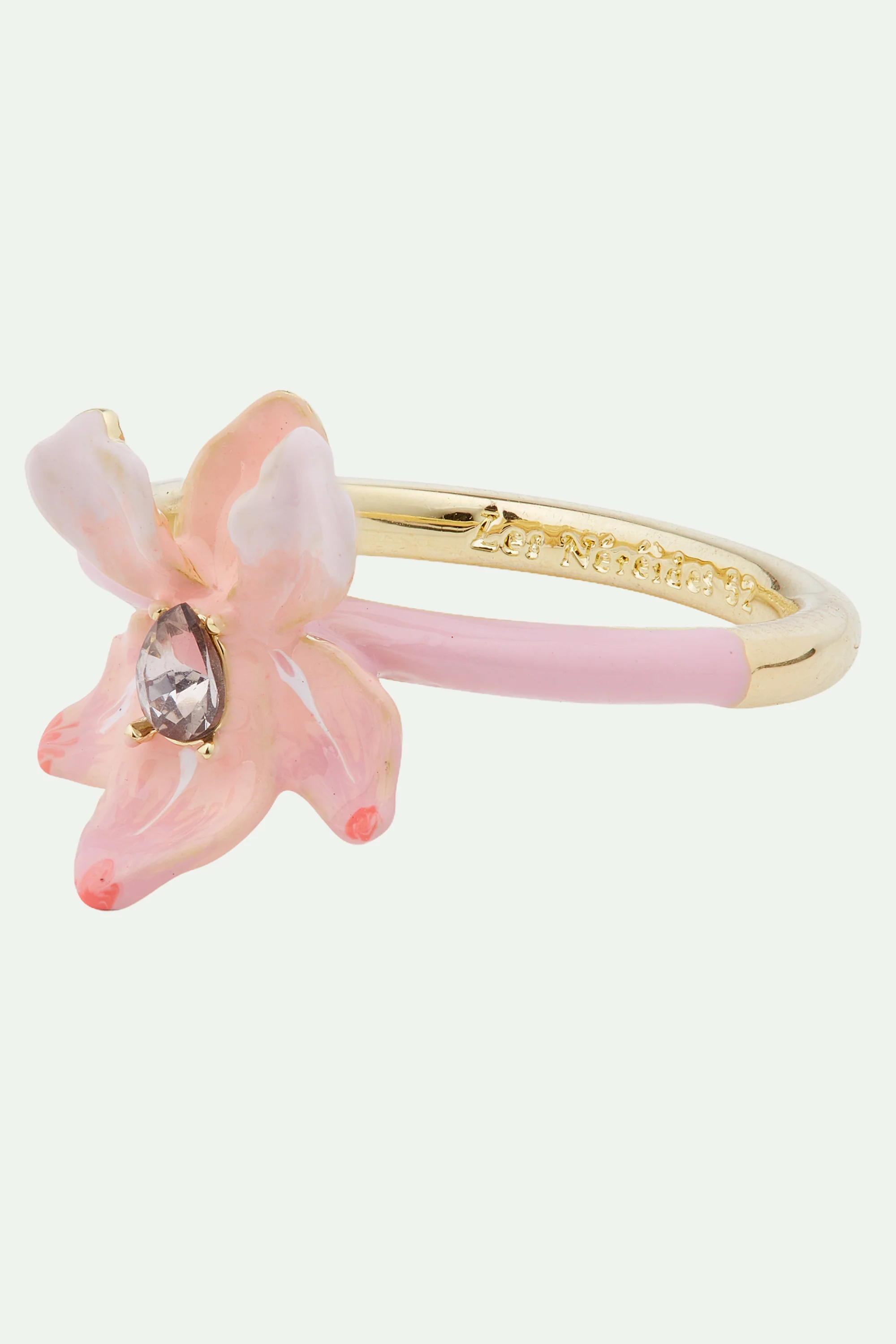 Bague Iris rose poudré et cristal - Image 5