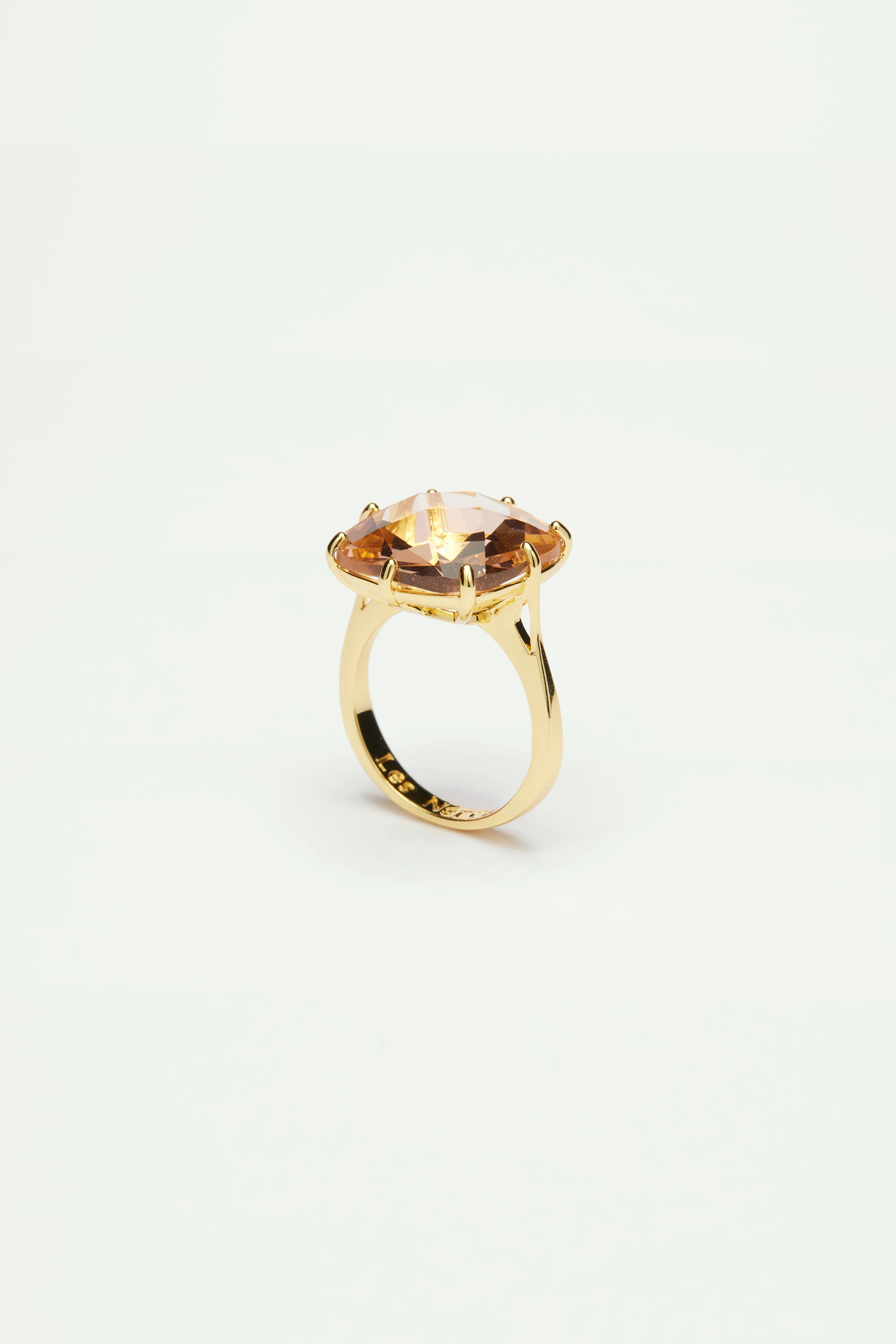 Bague solitaire carré la diamantine rose abricot