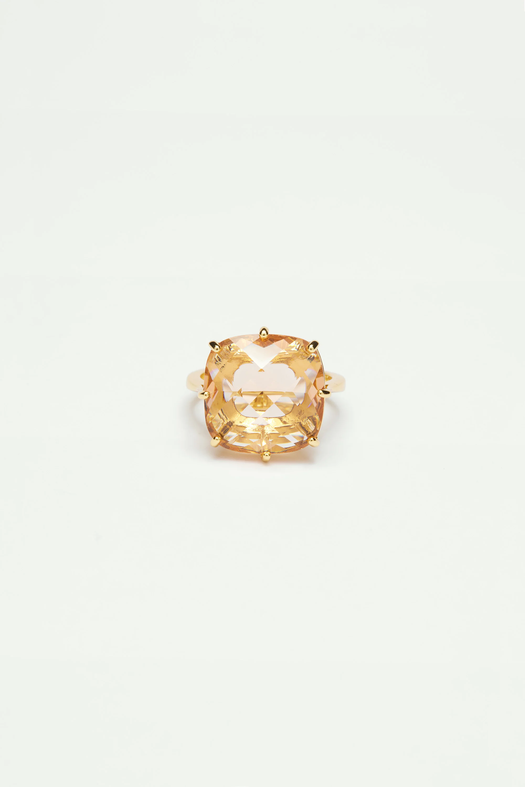 Bague solitaire carré la diamantine rose abricot - Image 2