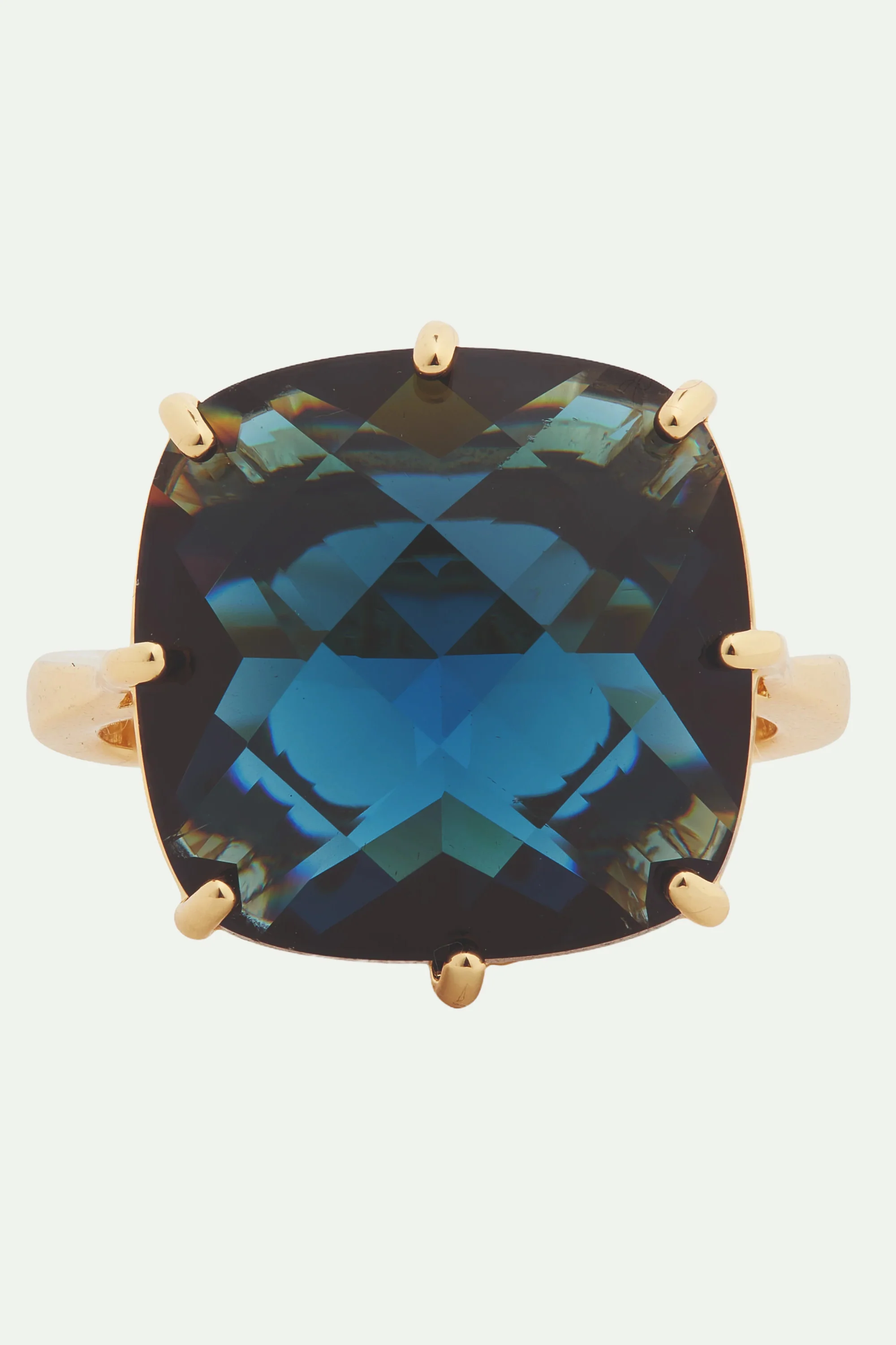 Bague solitaire carrée La Diamantine Bleu Océan - Image 3