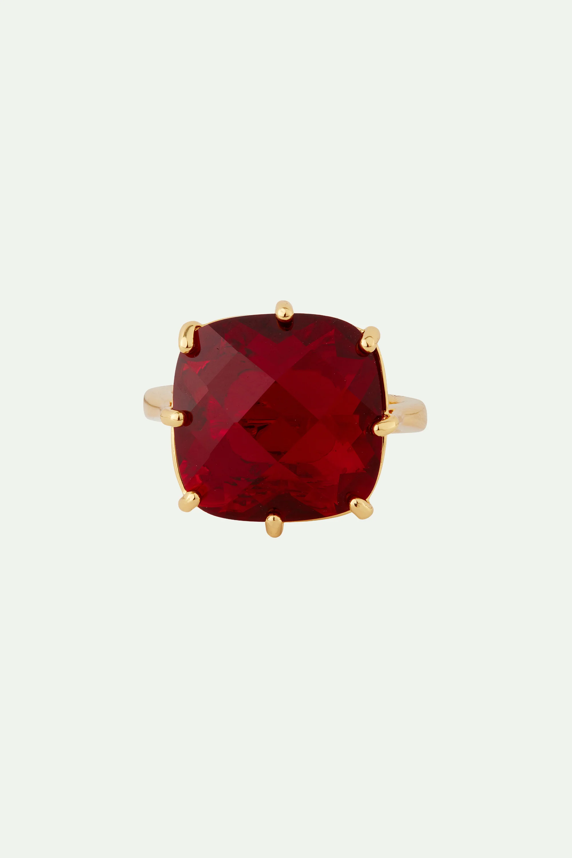 Bague solitaire carrée La Diamantine rouge grenat - Image 3