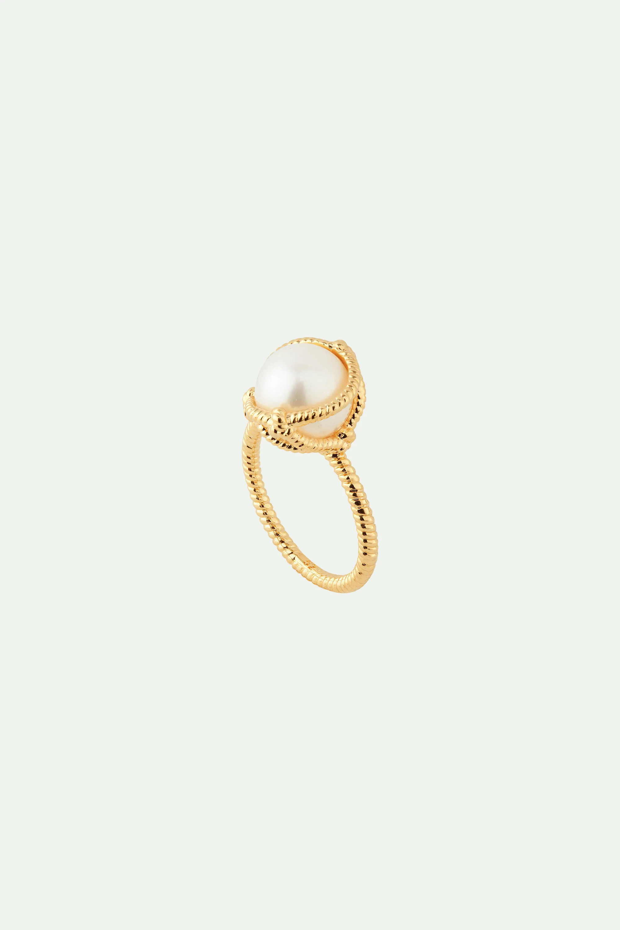 Bague solitaire perle de culture et cordage