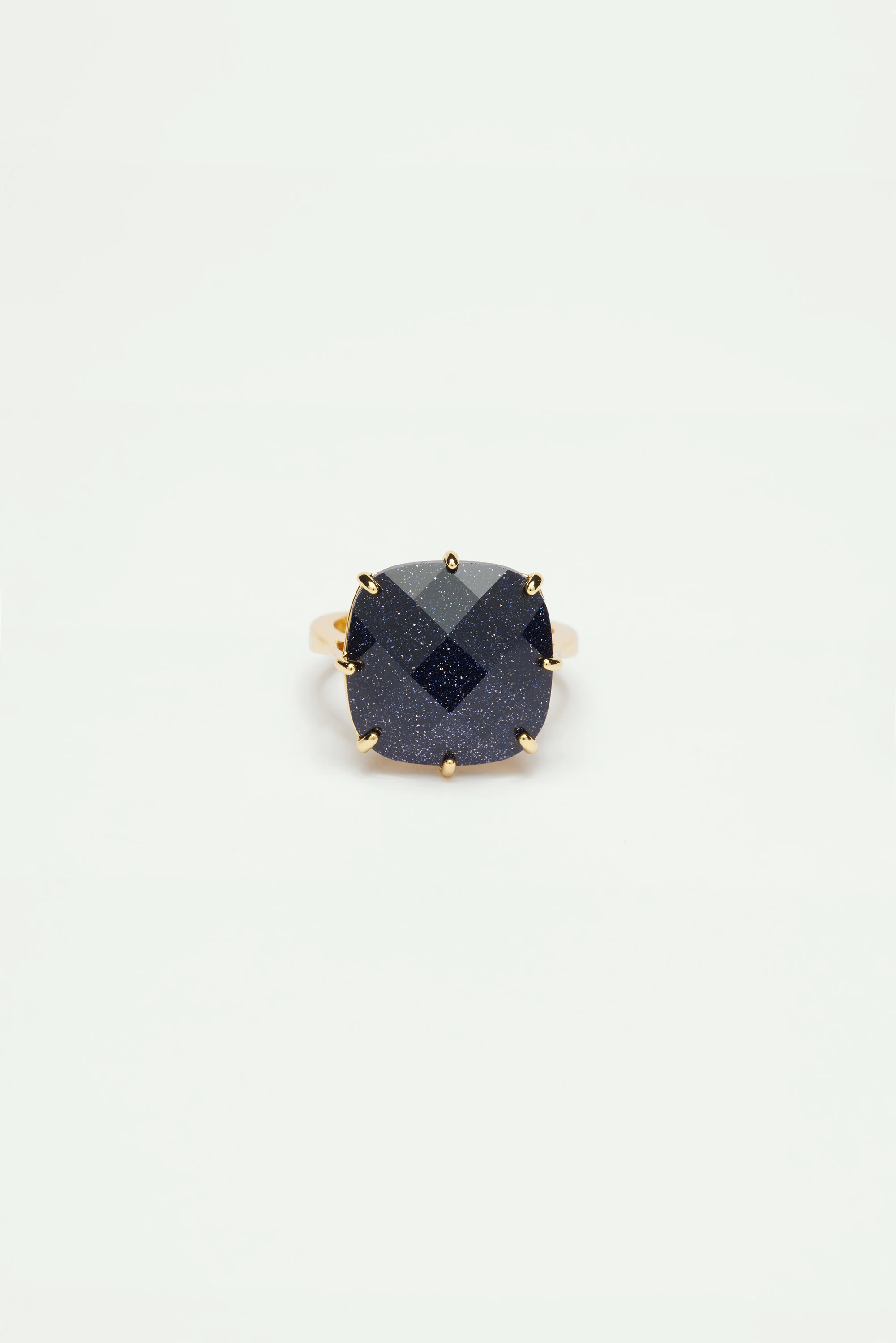 Bague solitaire pierre carré la diamantine bleu nuit pailleté - Image 3
