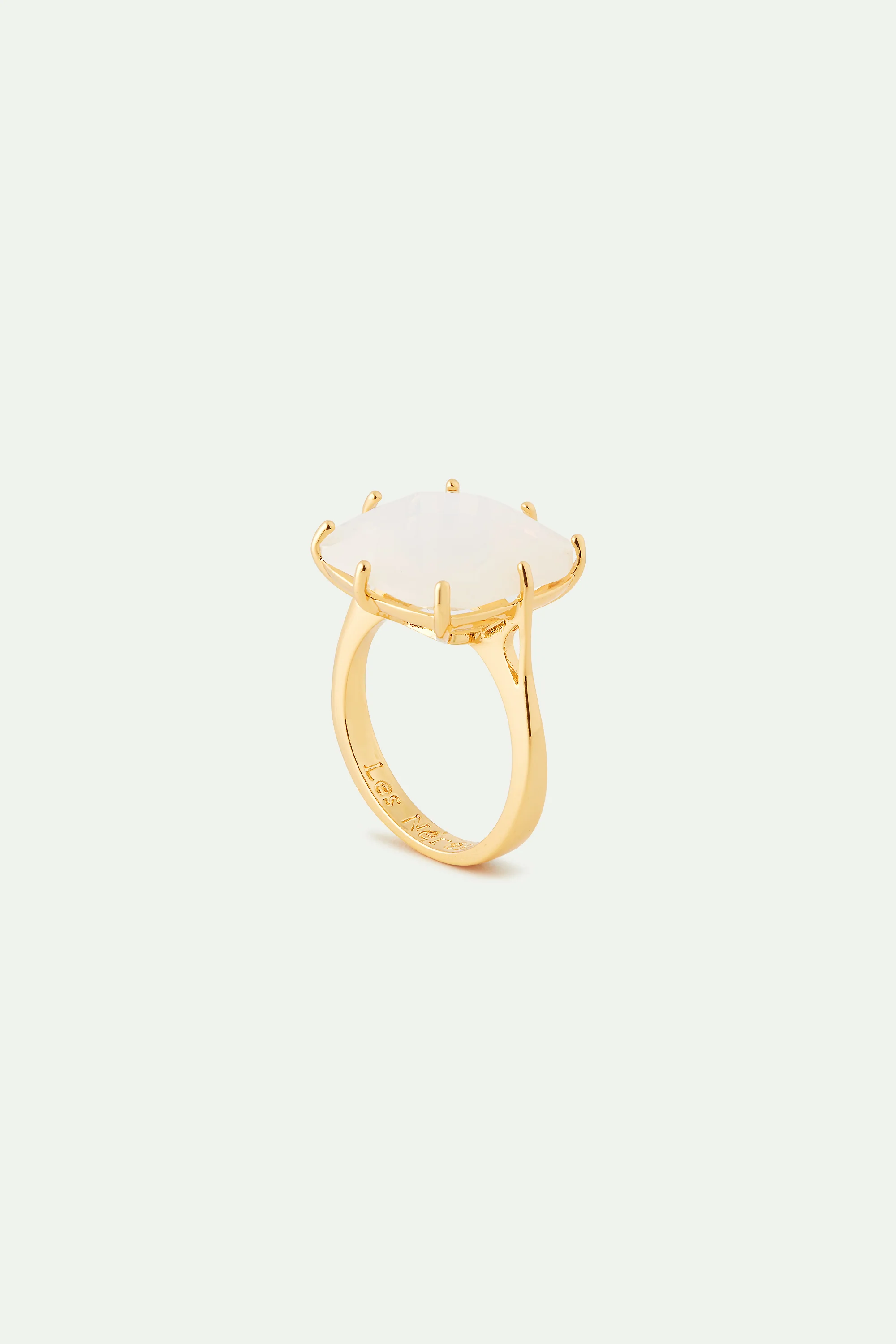 Bague solitaire pierre carrée La Diamantine blanc opalescent - Image 3