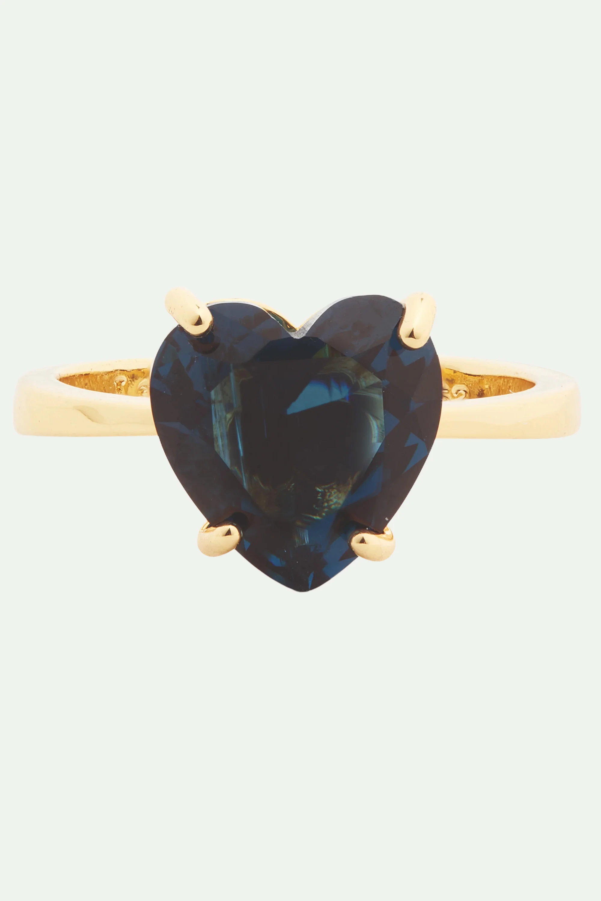 Bague solitaire pierre cœur La Diamantine Bleu Océan - Image 3