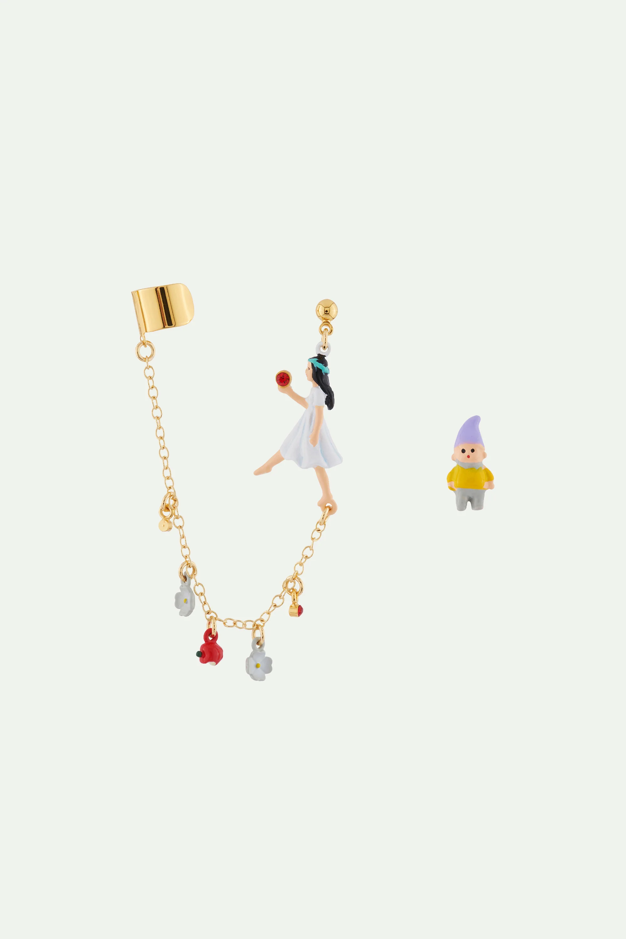 Bijoux d'oreilles asymétriques blanche neige et nain - Image 2