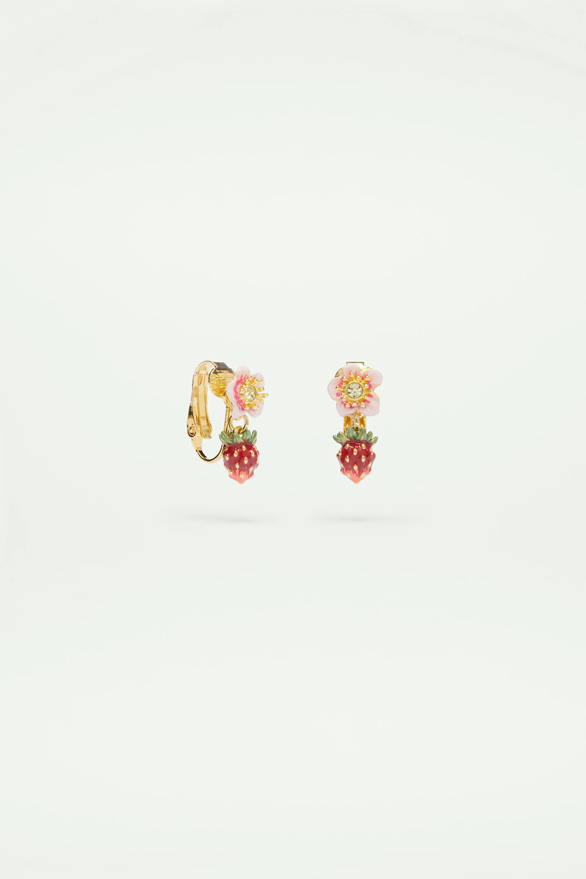 Boucles d’oreilles fraise des bois et fleur de rose - Image 4