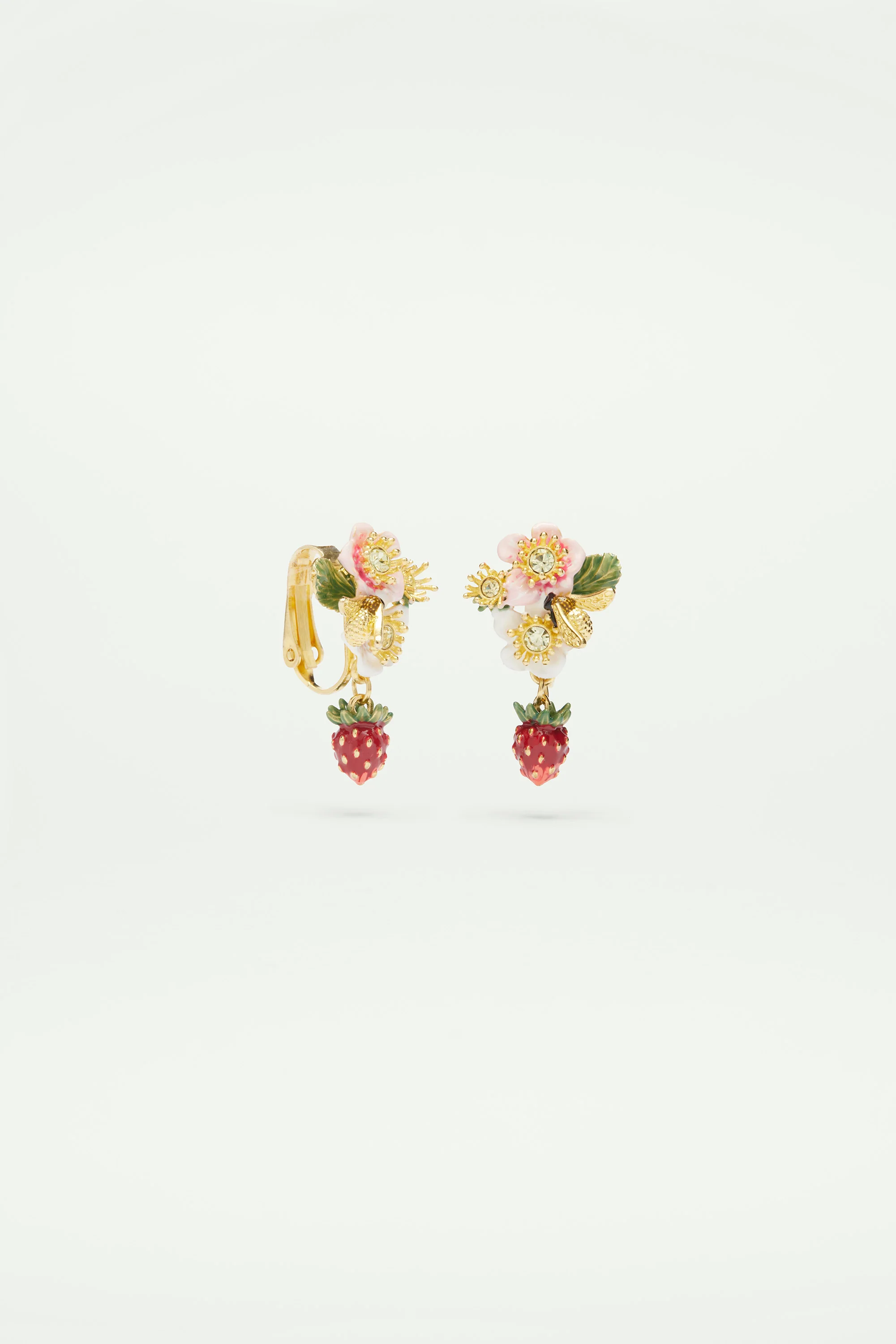 Boucles d’oreilles fraise des bois et fleurs de fraisiers - Image 4