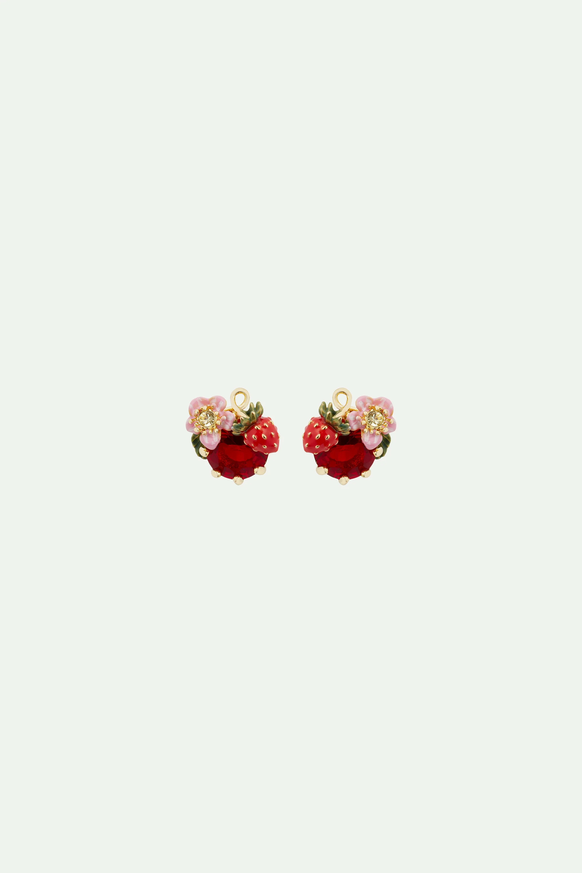 Boucles d’oreilles fraise des bois et pierre rouge