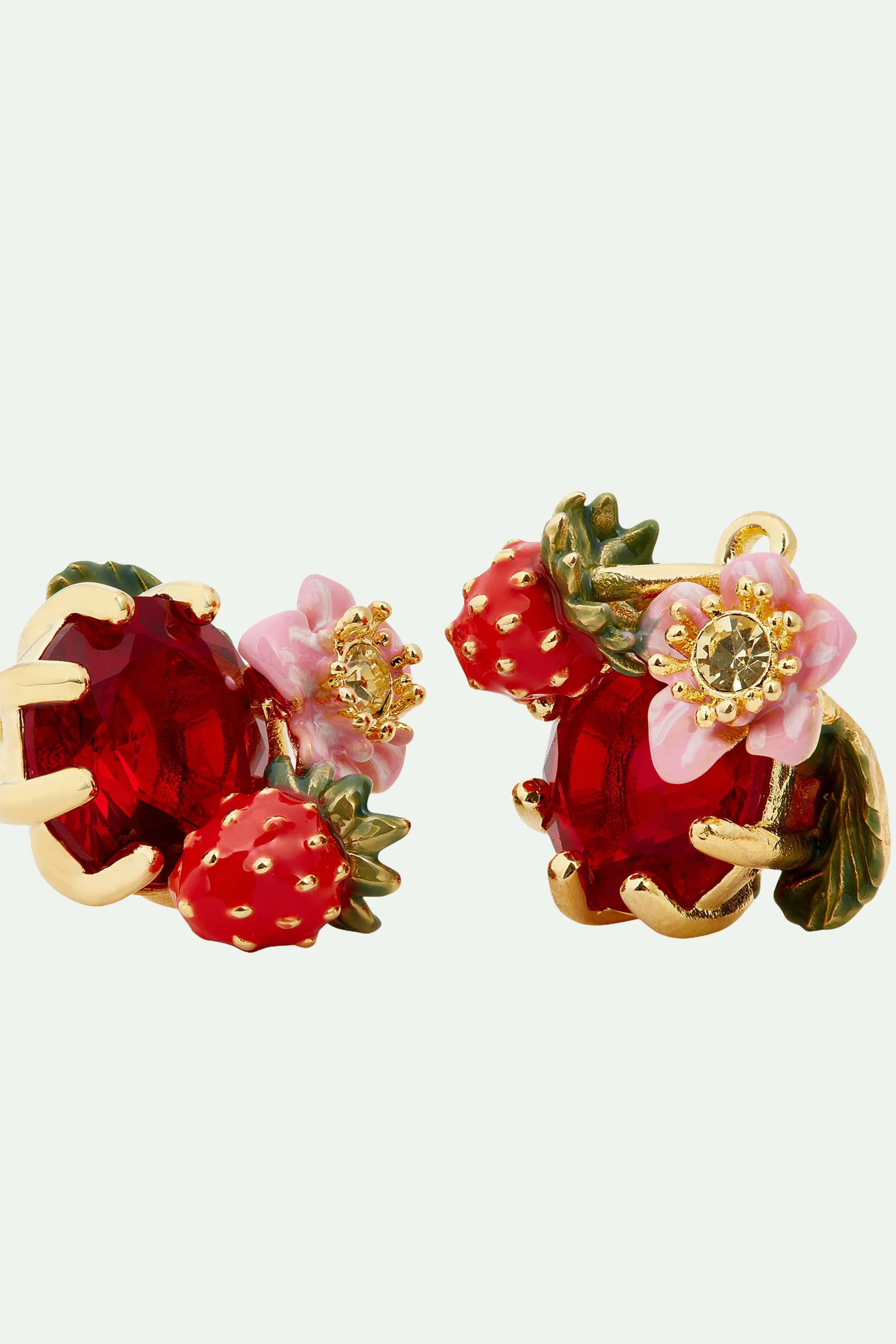 Boucles d’oreilles fraise des bois et pierre rouge - Image 4