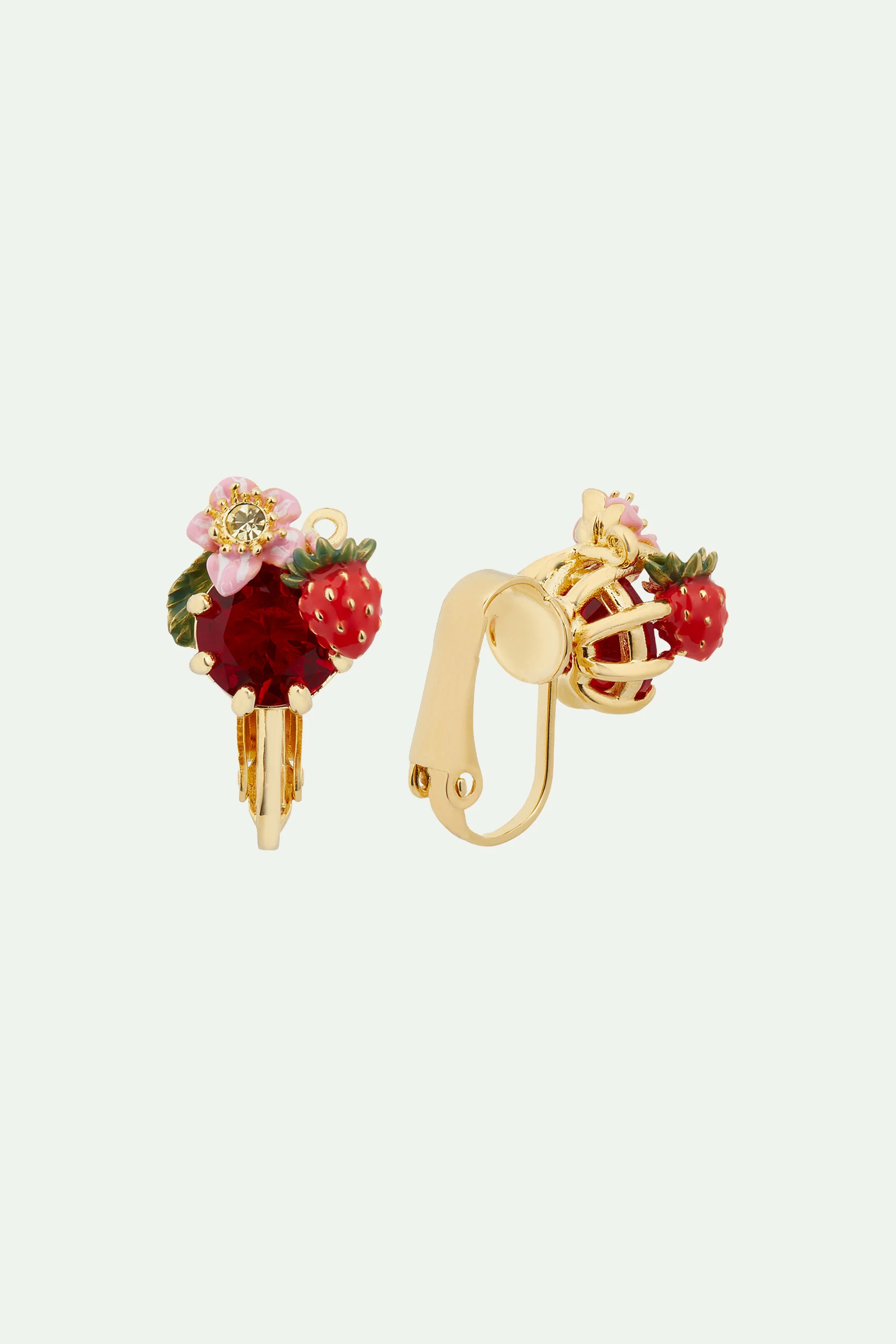 Boucles d’oreilles fraise des bois et pierre rouge - Image 5