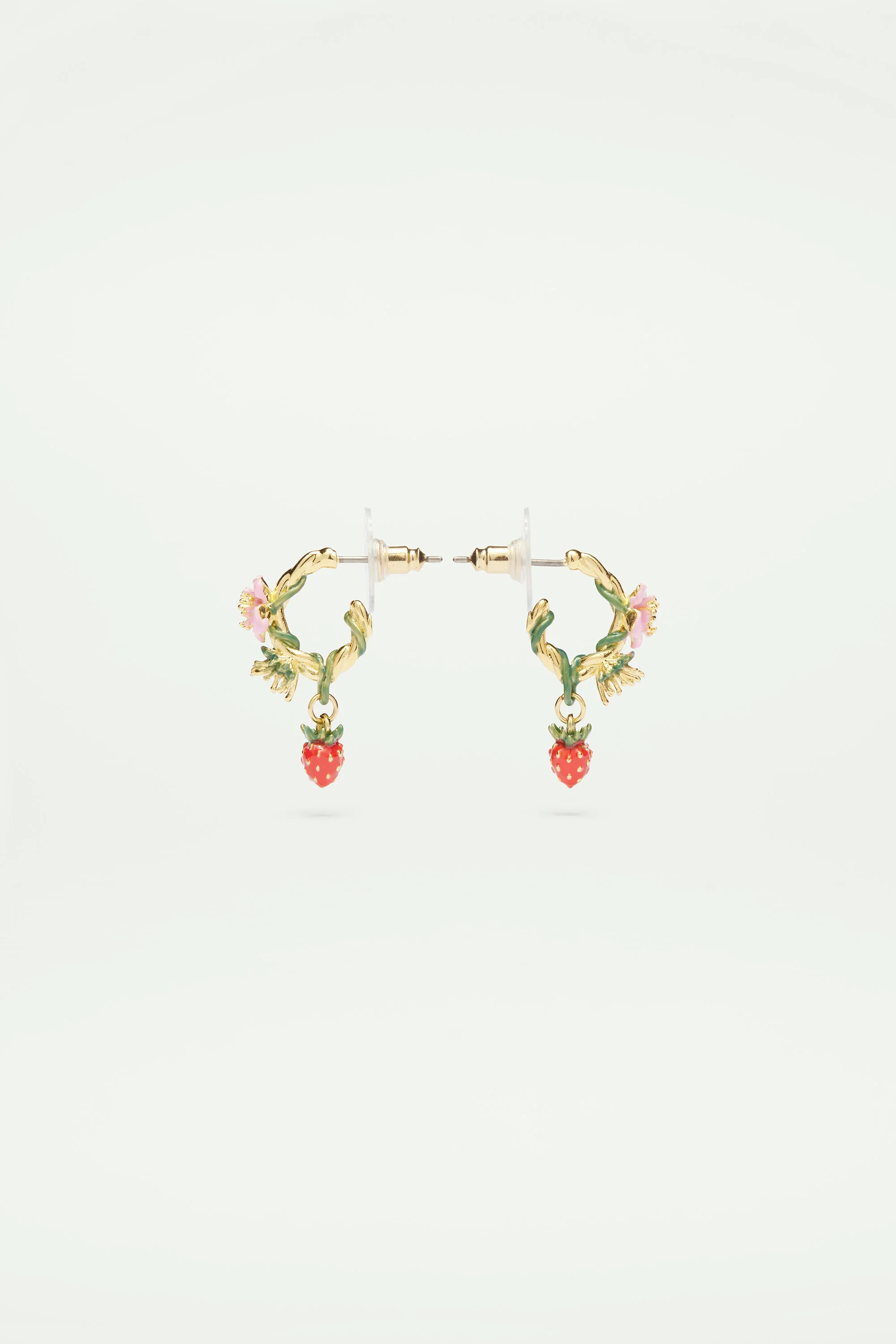 Boucles d’oreilles tiges créoles fraise des bois