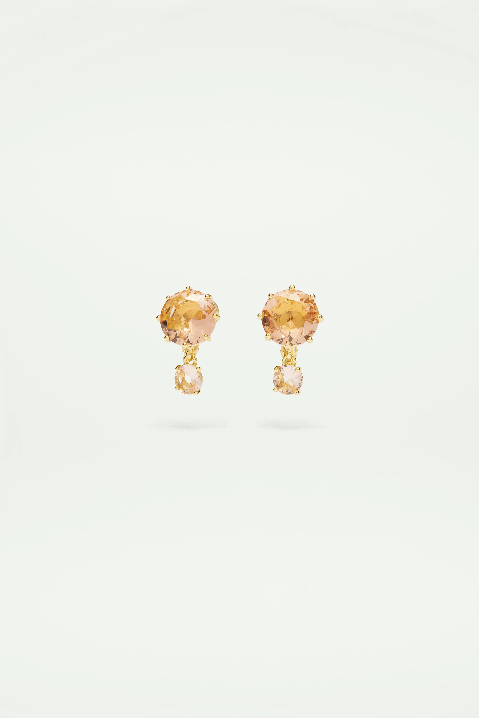 Boucles d'oreilles 2 pierres rondes la diamantine rose abricot