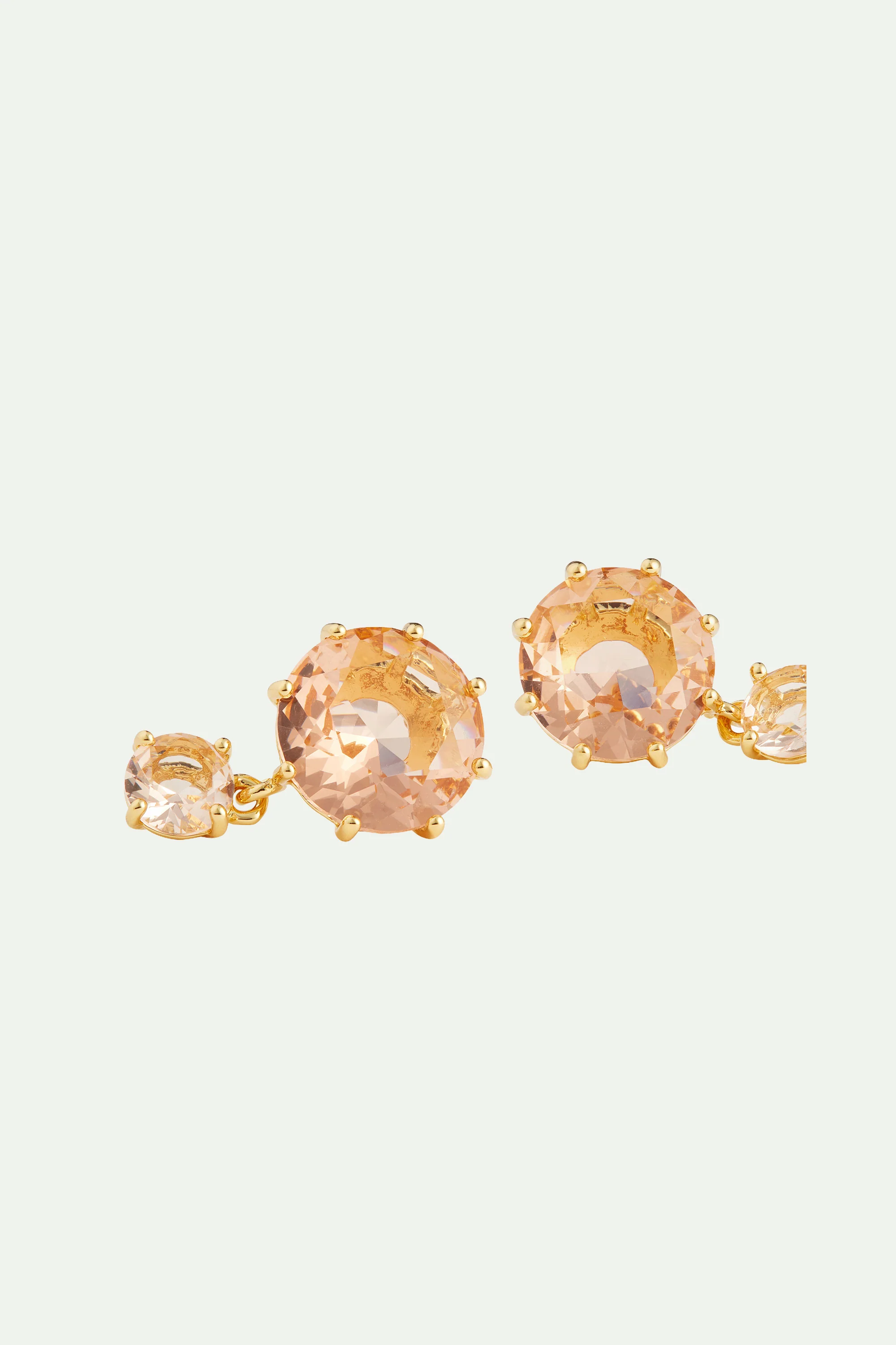 Boucles d'oreilles 2 pierres rondes la diamantine rose abricot - Image 3