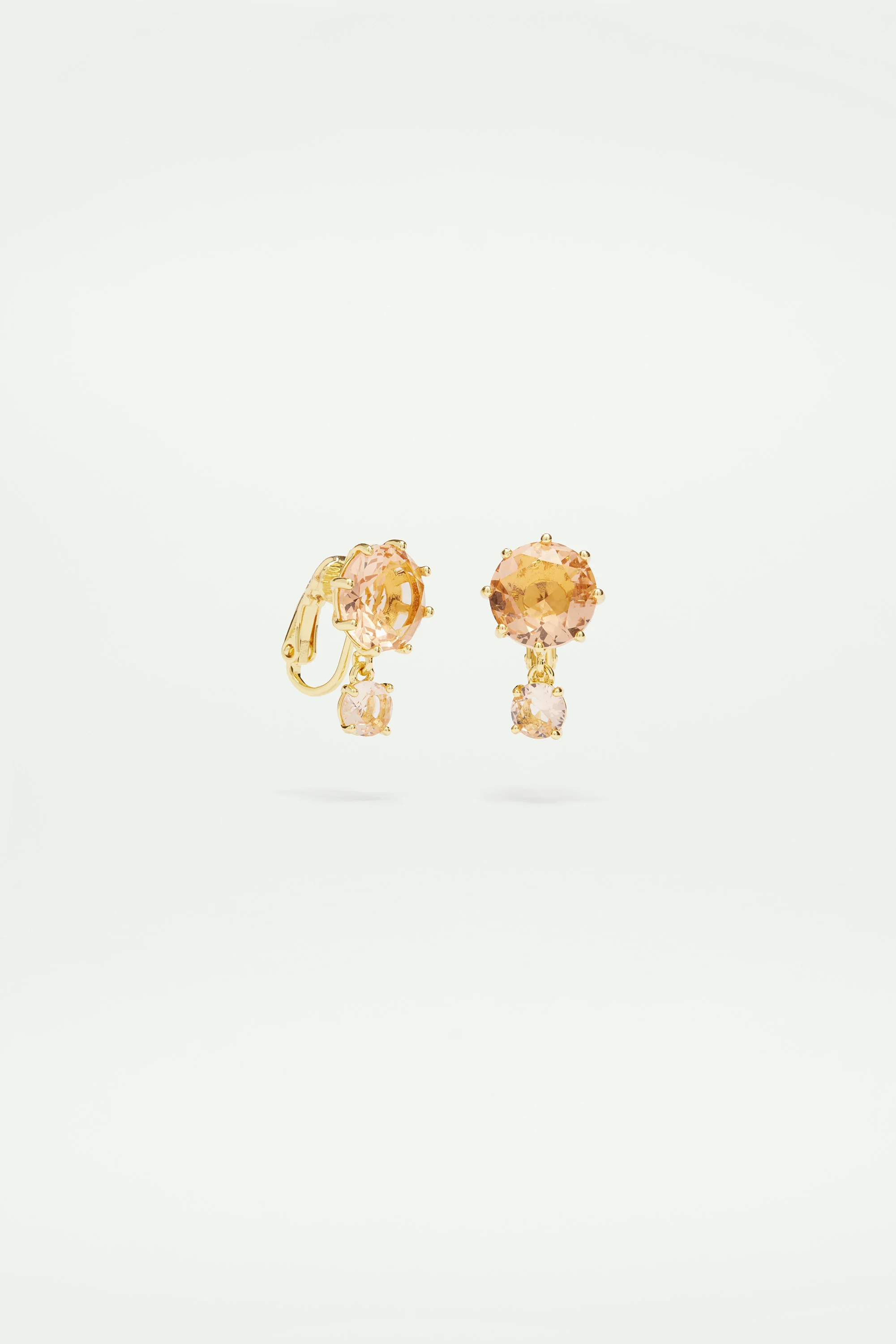 Boucles d'oreilles 2 pierres rondes la diamantine rose abricot - Image 4