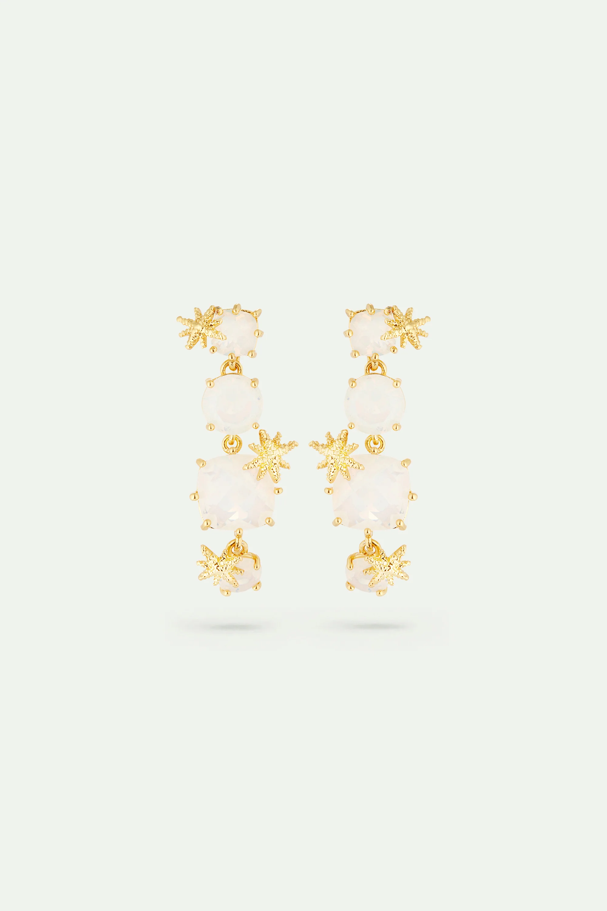 Boucles d'oreilles 4 pierres La Diamantine blanc opalescent et fines étoiles