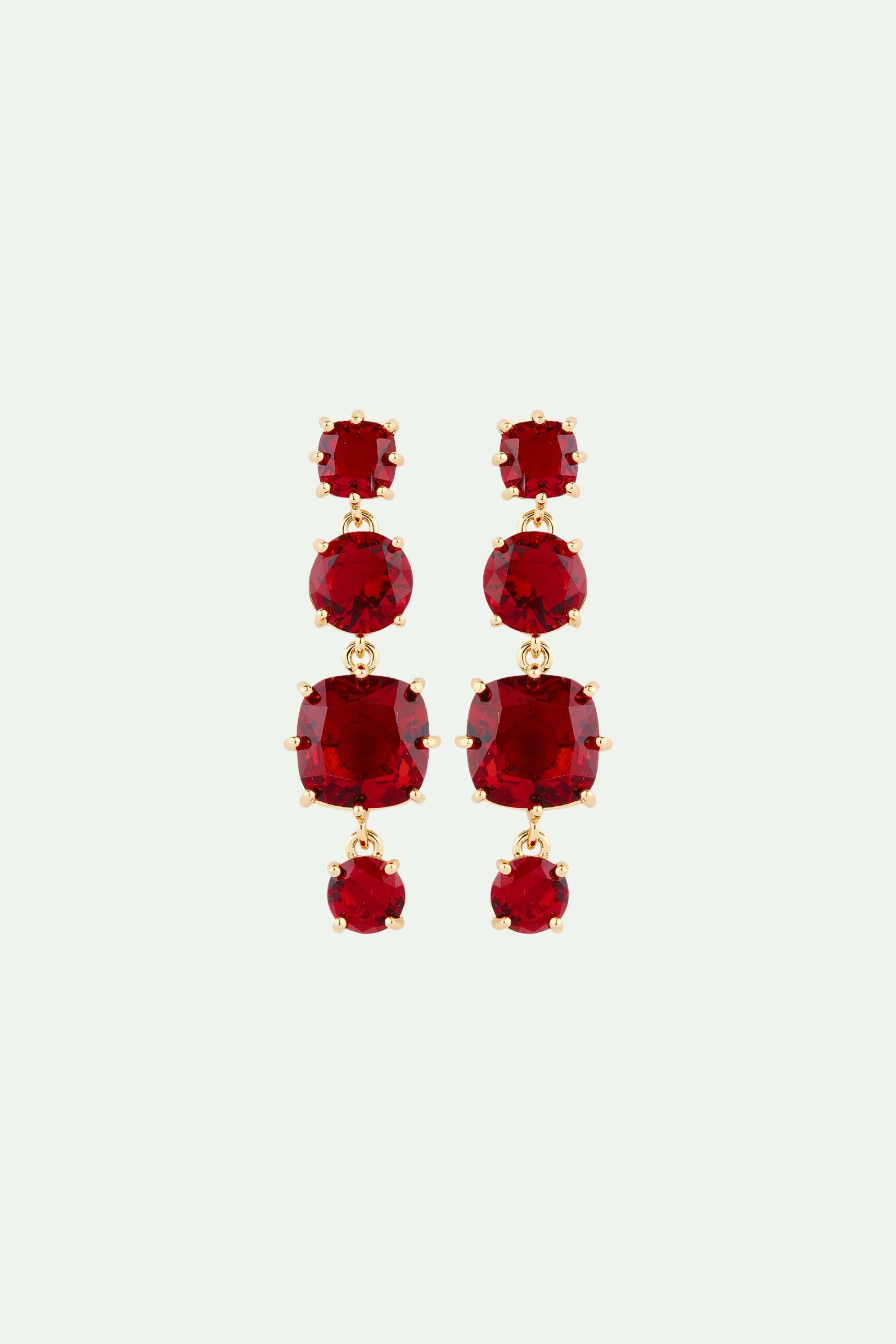 Boucles d'oreilles 4 pierres La Diamantine rouge grenat