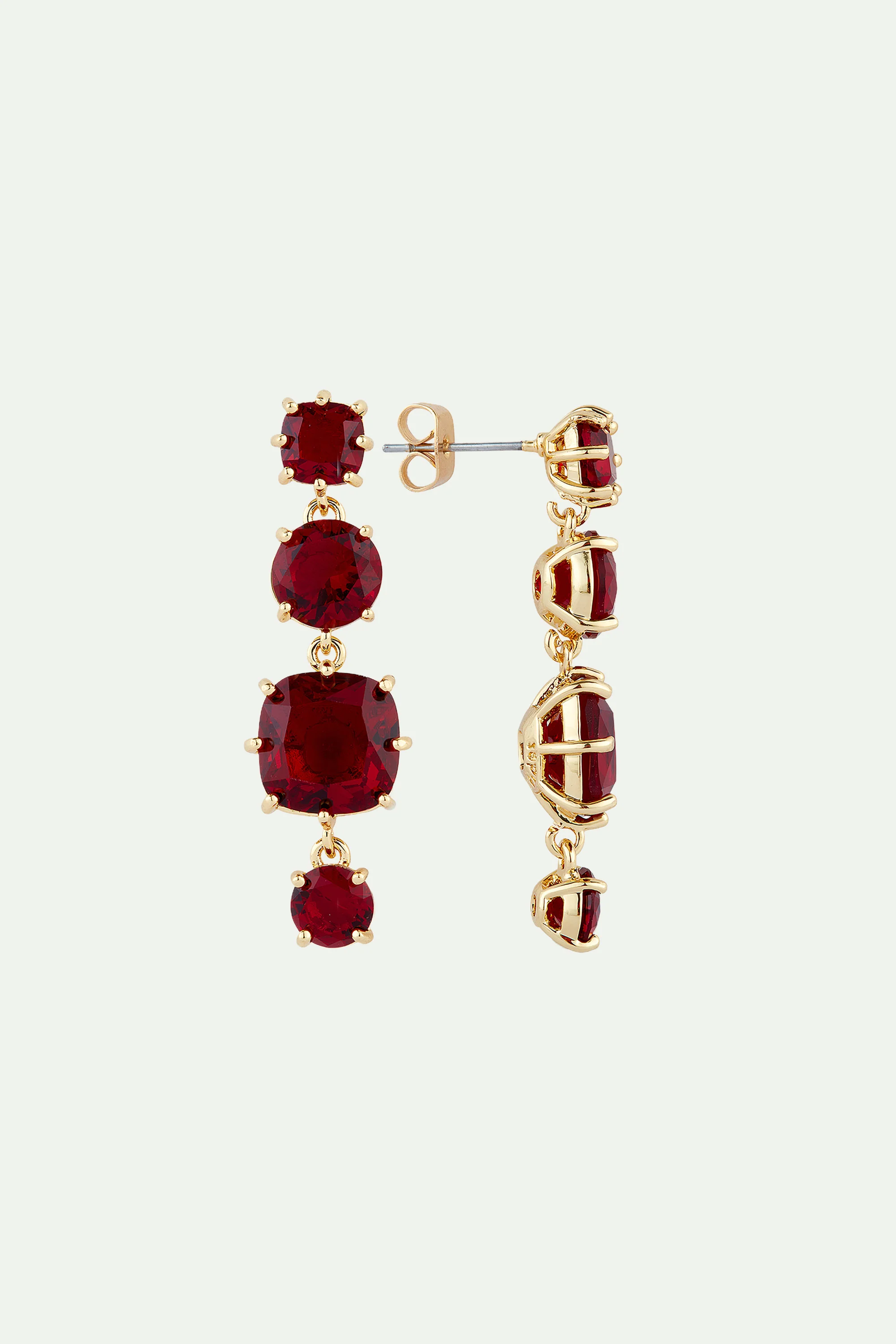 Boucles d'oreilles 4 pierres La Diamantine rouge grenat - Image 3
