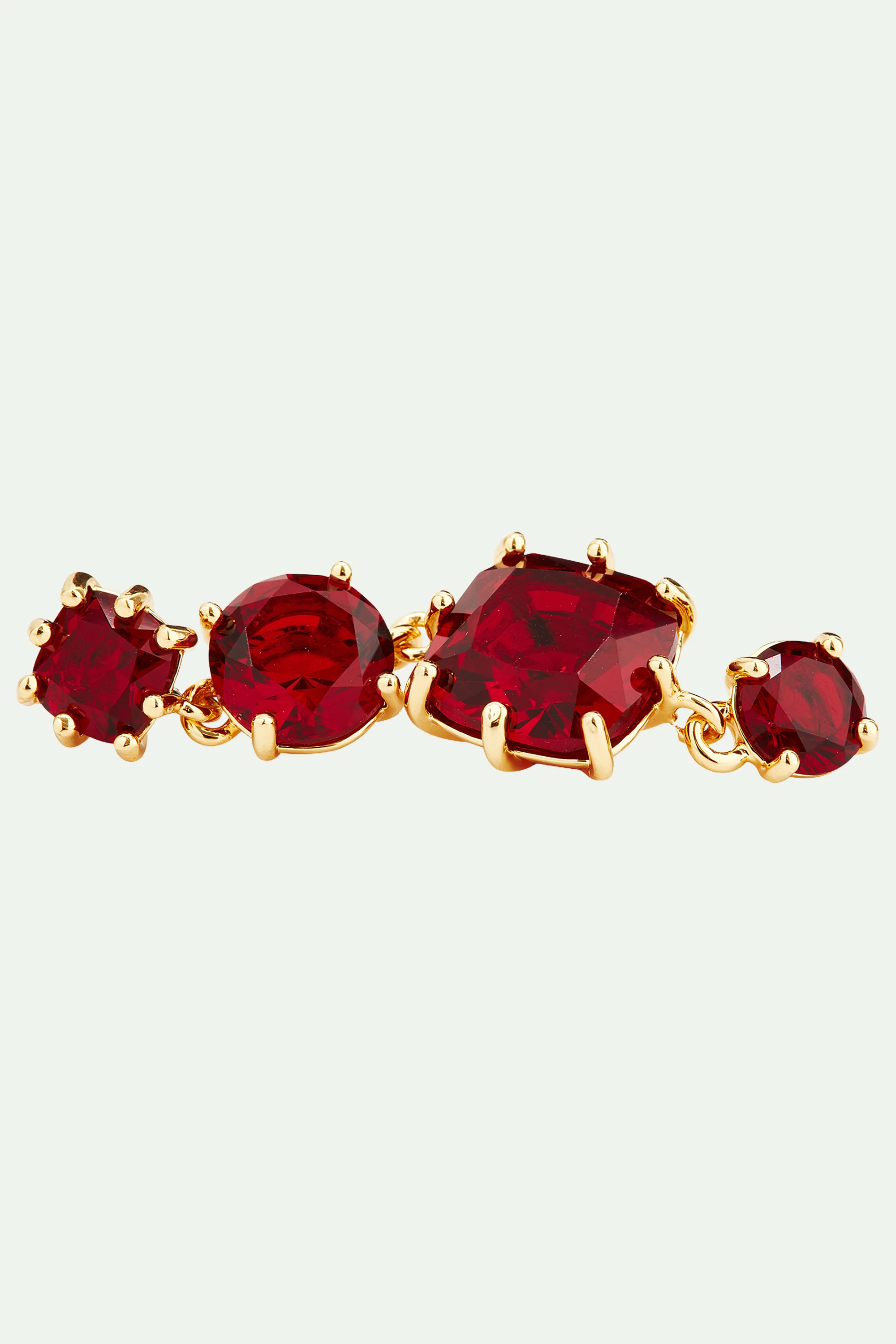 Boucles d'oreilles 4 pierres La Diamantine rouge grenat - Image 4