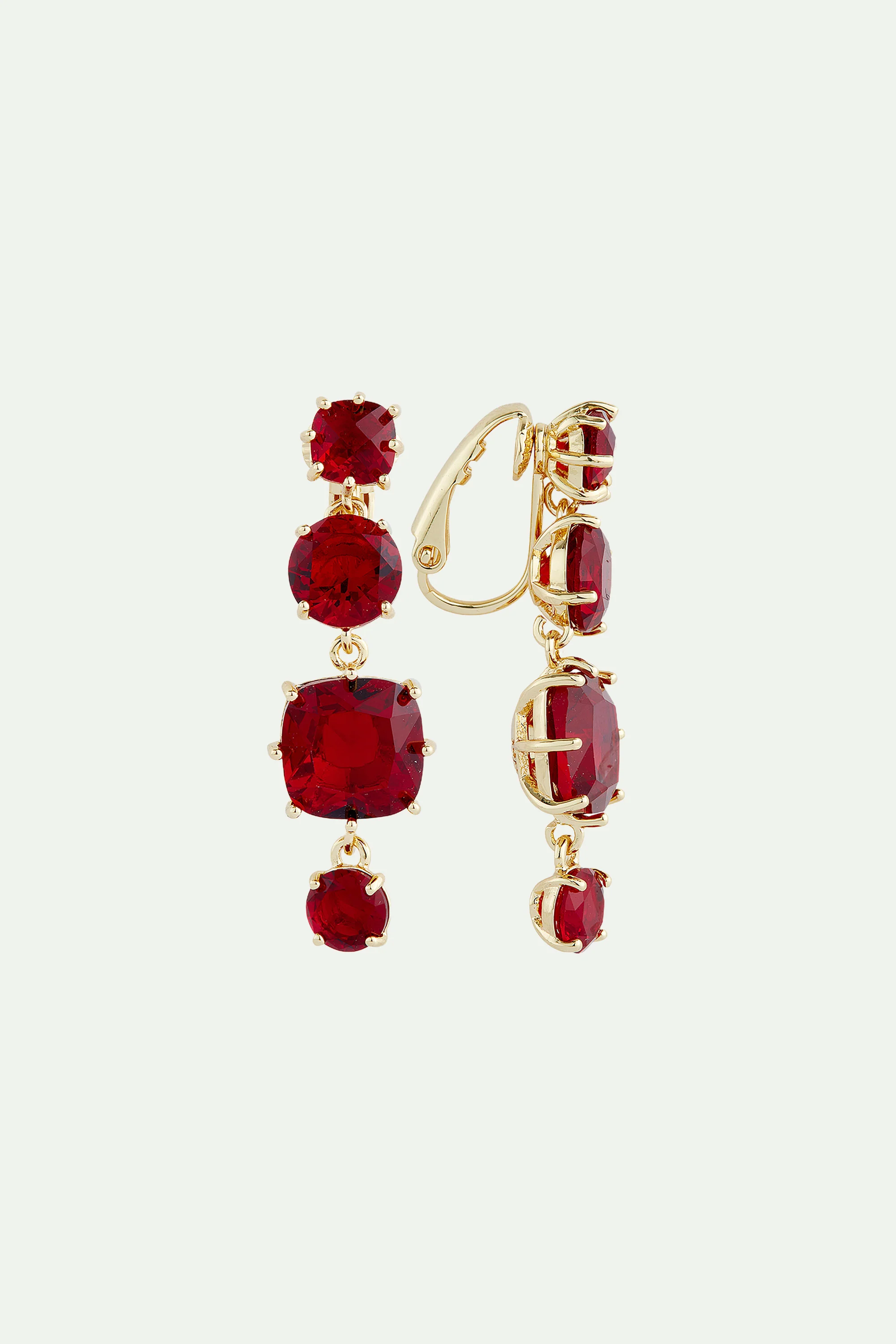 Boucles d'oreilles 4 pierres La Diamantine rouge grenat - Image 5