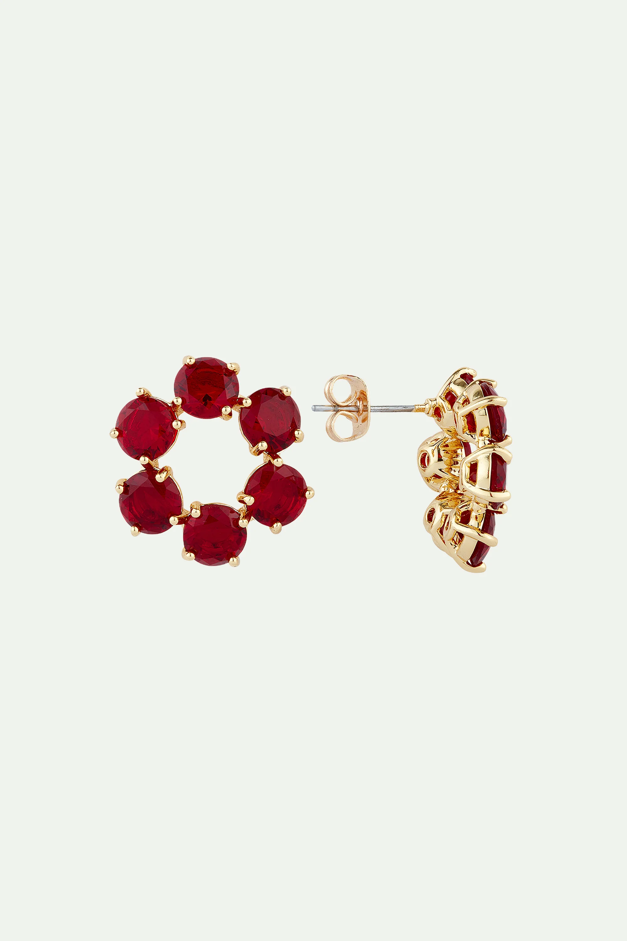 Boucles d'oreilles 6 pierres La Diamantine rouge grenat - Image 3