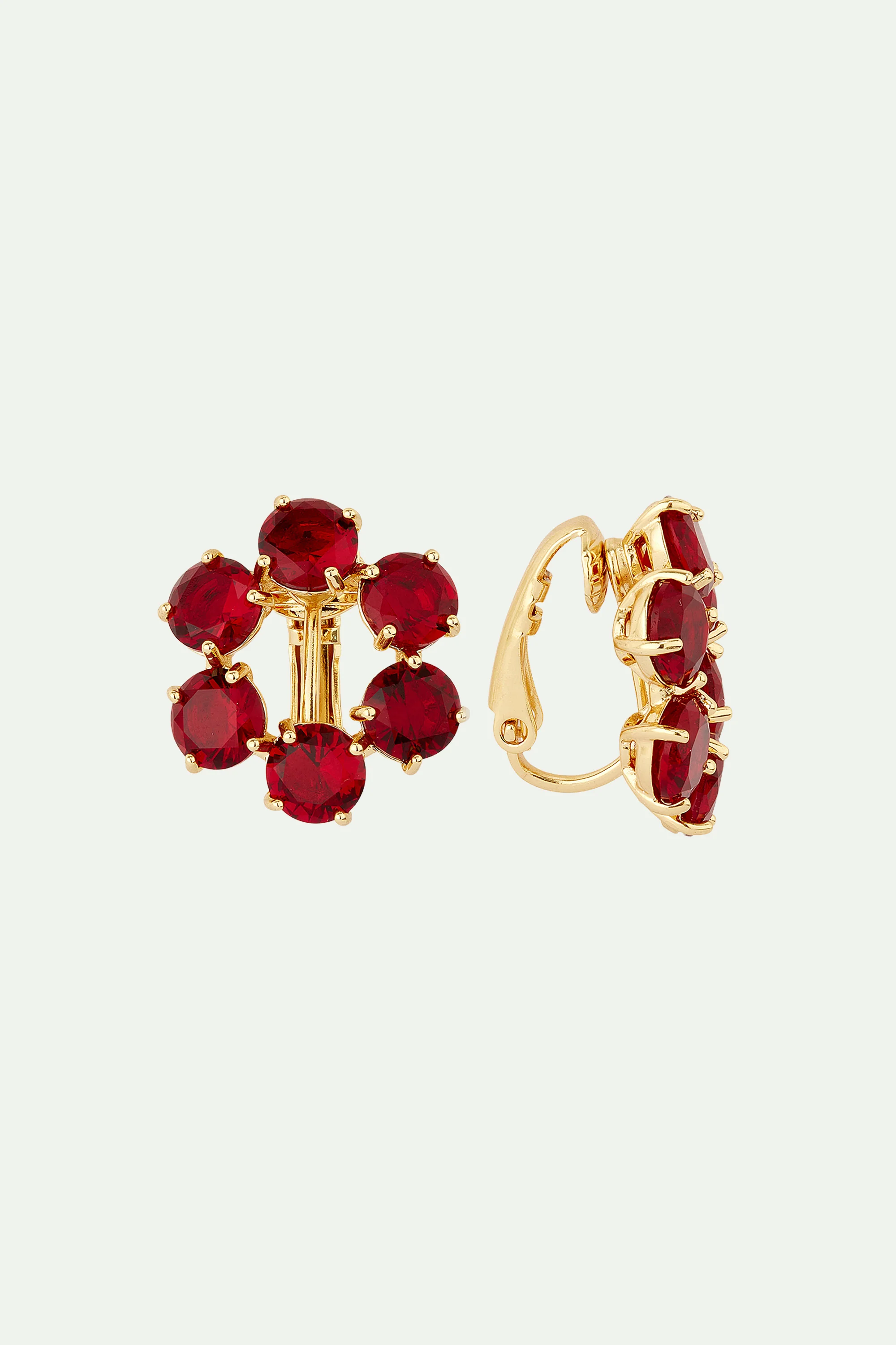 Boucles d'oreilles 6 pierres La Diamantine rouge grenat - Image 5